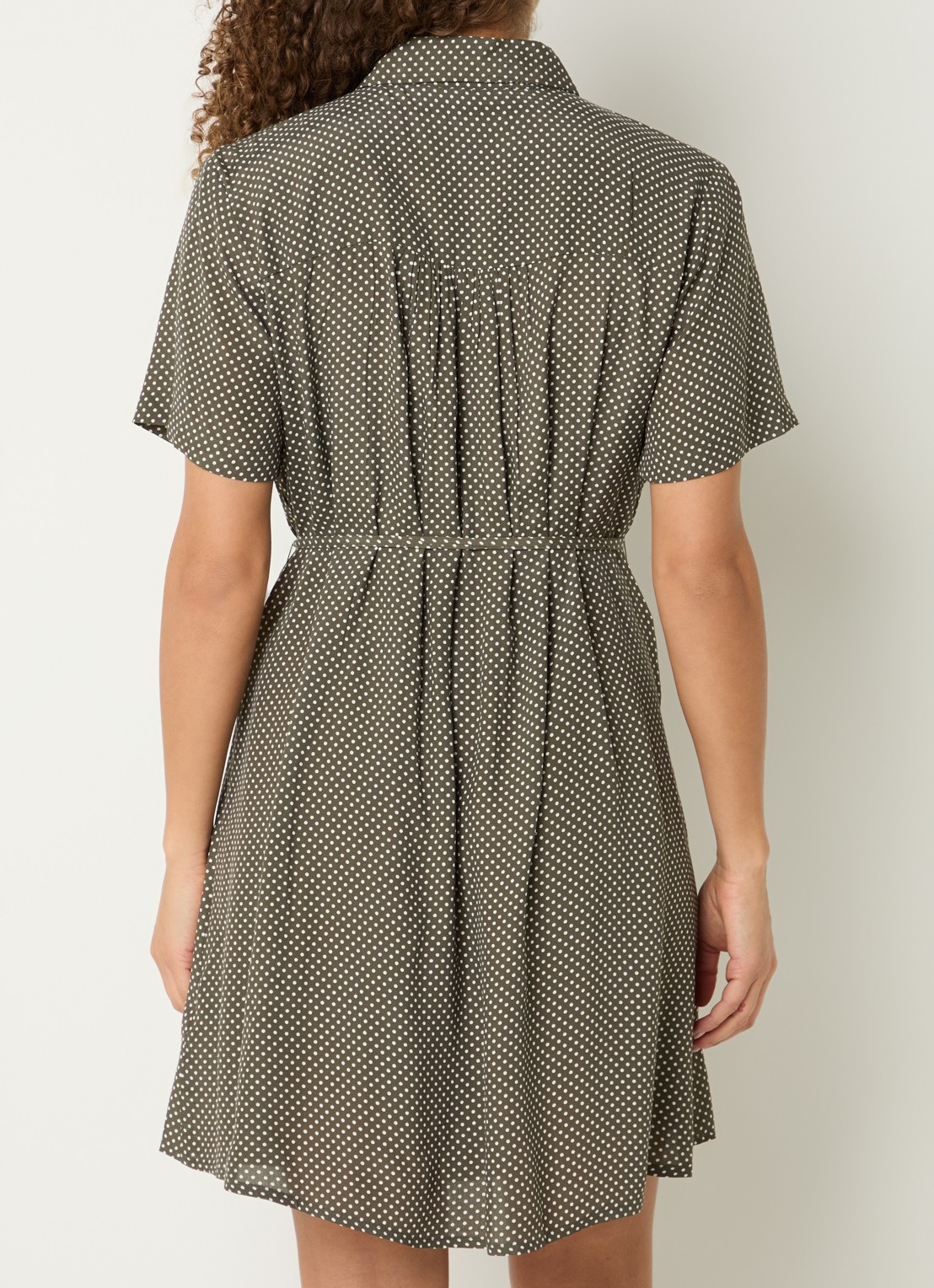 French Connection lizzy Midi blousejurk met strikdetail en print - achterkant bronsgroen