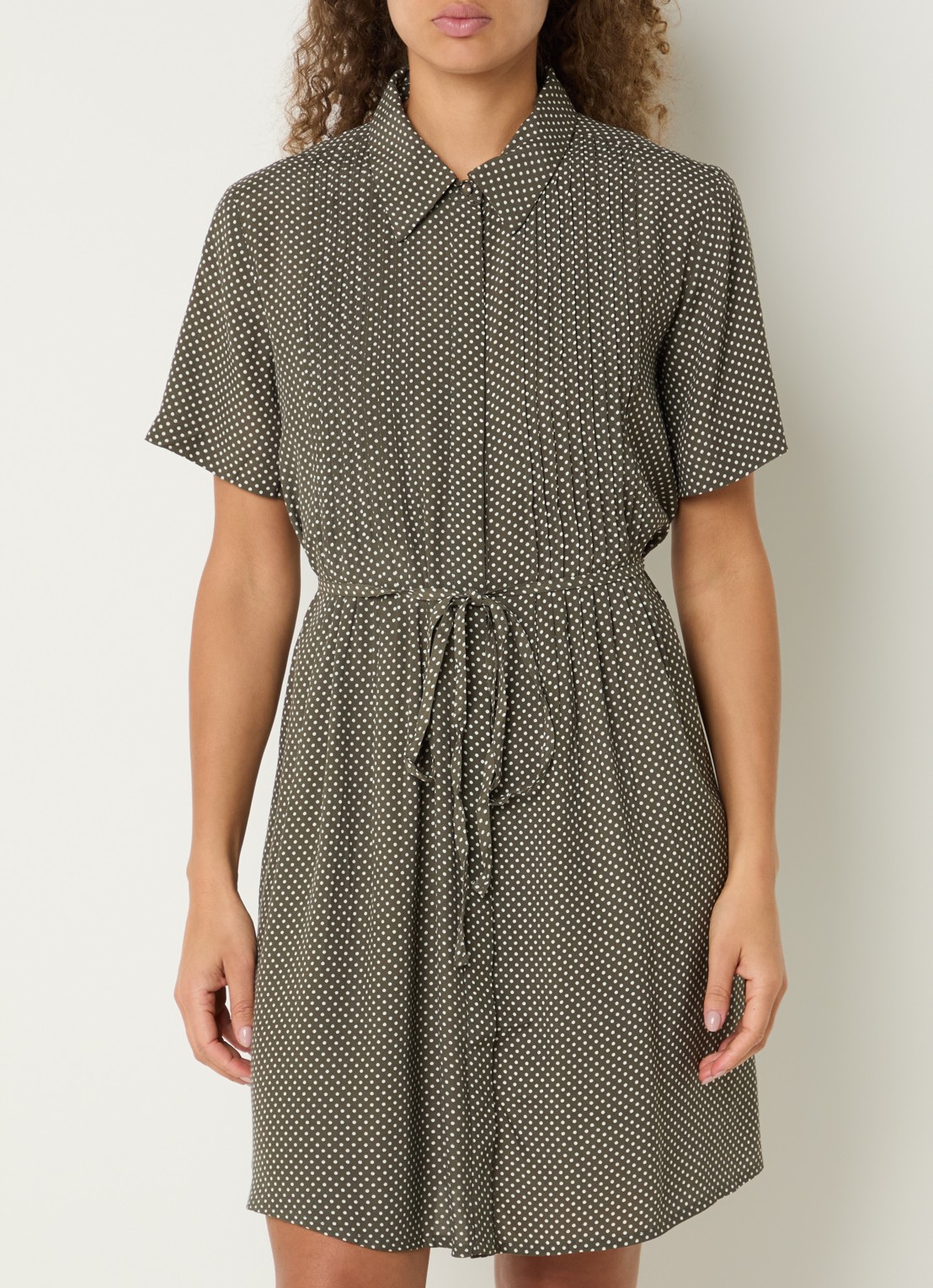 French Connection lizzy Midi blousejurk met strikdetail en print - detail 4 bronsgroen