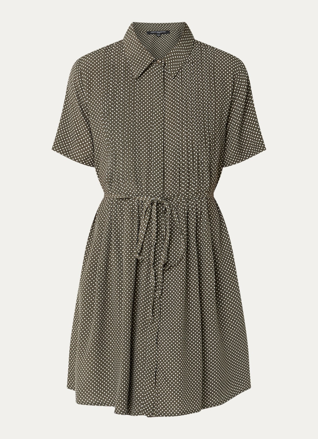 French Connection lizzy Midi blousejurk met strikdetail en print - voorkant 2 bronsgroen