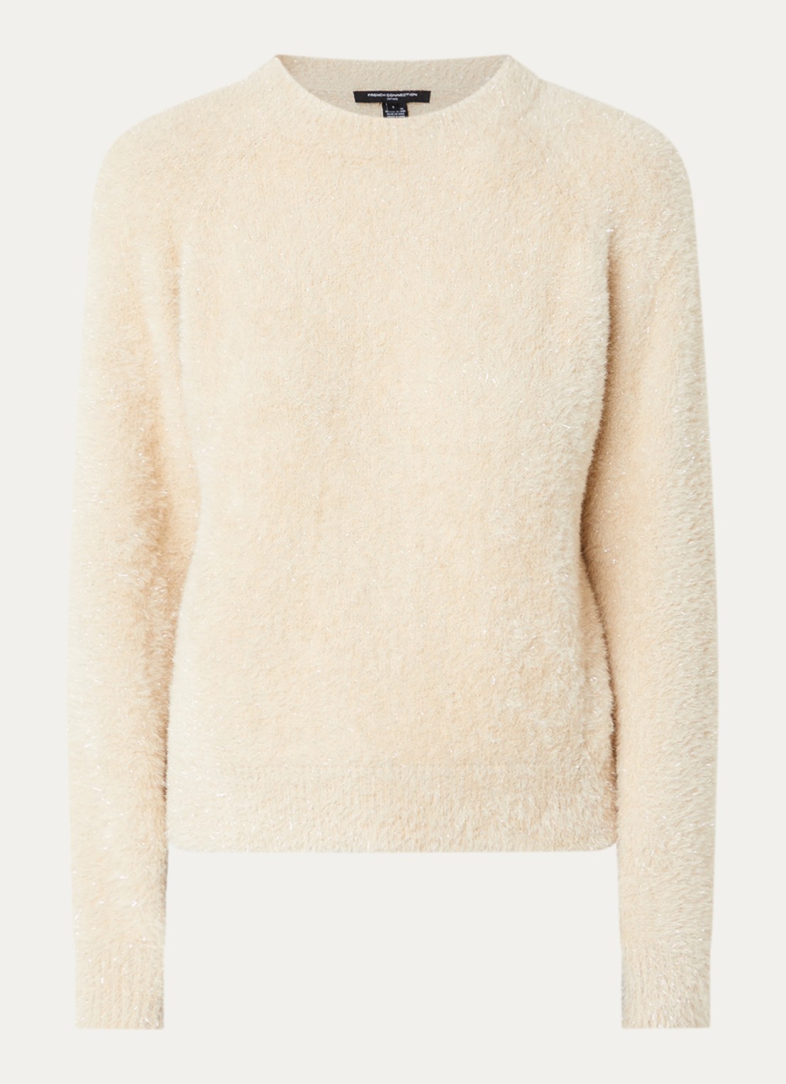 French Connection Logen grofgebreide trui met lurex - voorkant 3 creme