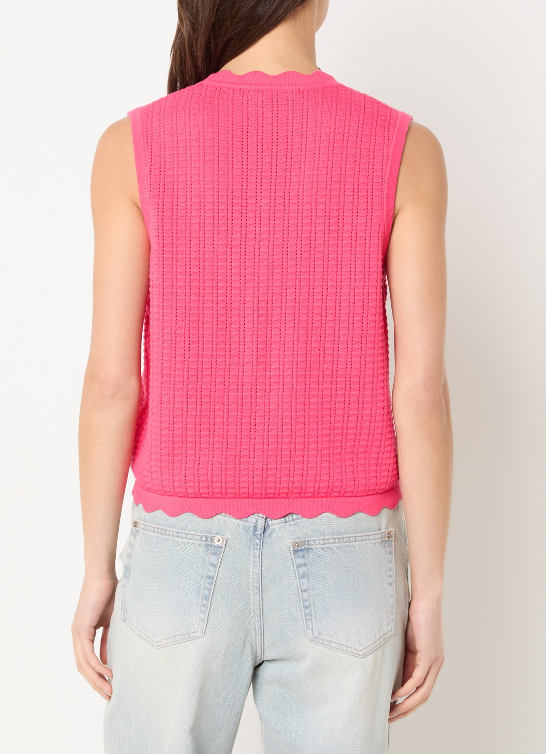 French Connection Lois Mozart fijngebreid gilet met gestrikt detail - achterkant 3 donkerroze