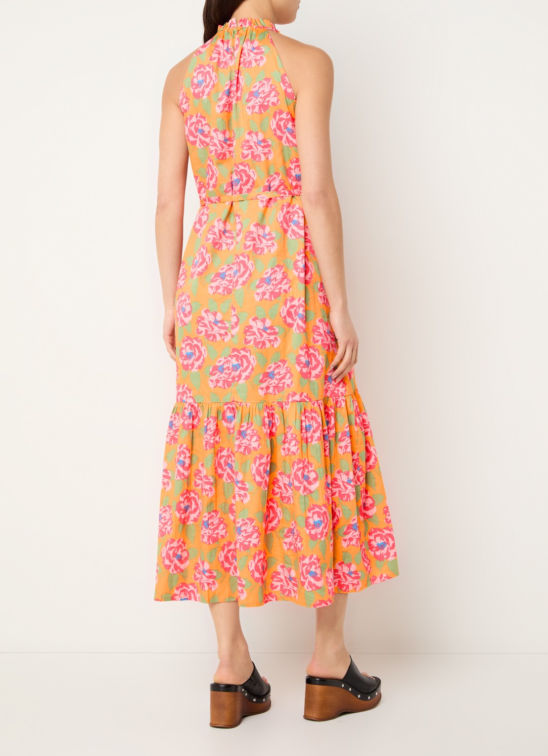 French Connection Louisa Alexis midi tuniekjurk met bloemenprint  - achterkant oranje