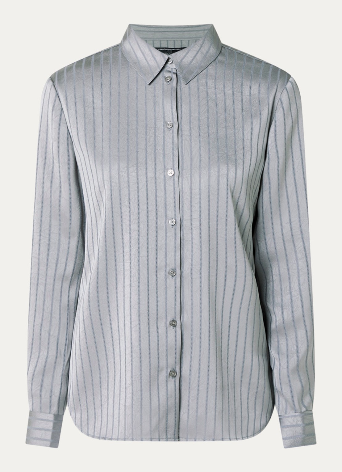 French Connection Maggie blouse van satijn met streepprint - voorkant grijs