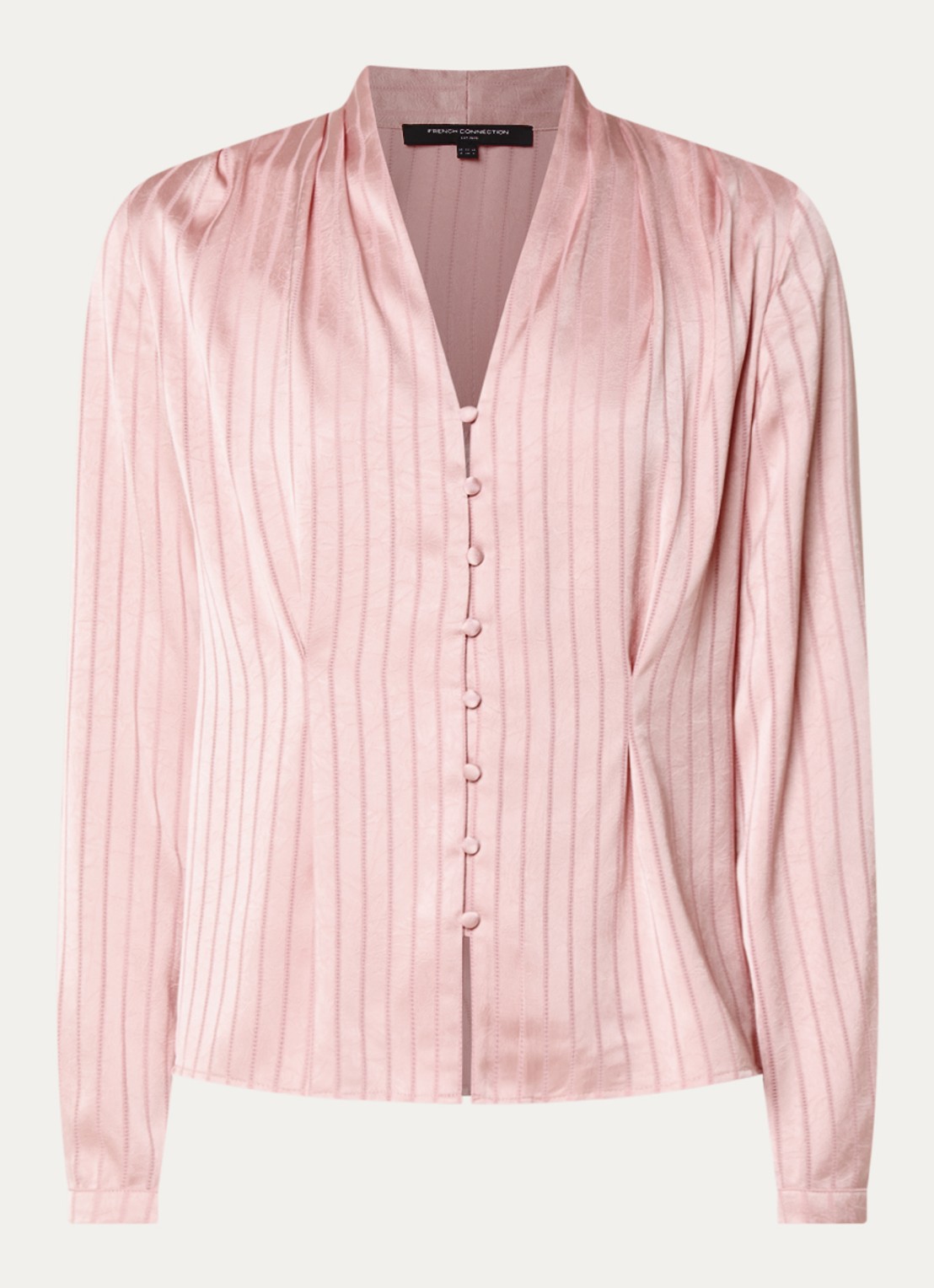 French Connection Maggie tuniek van satijn met streepprint - voorkant roze