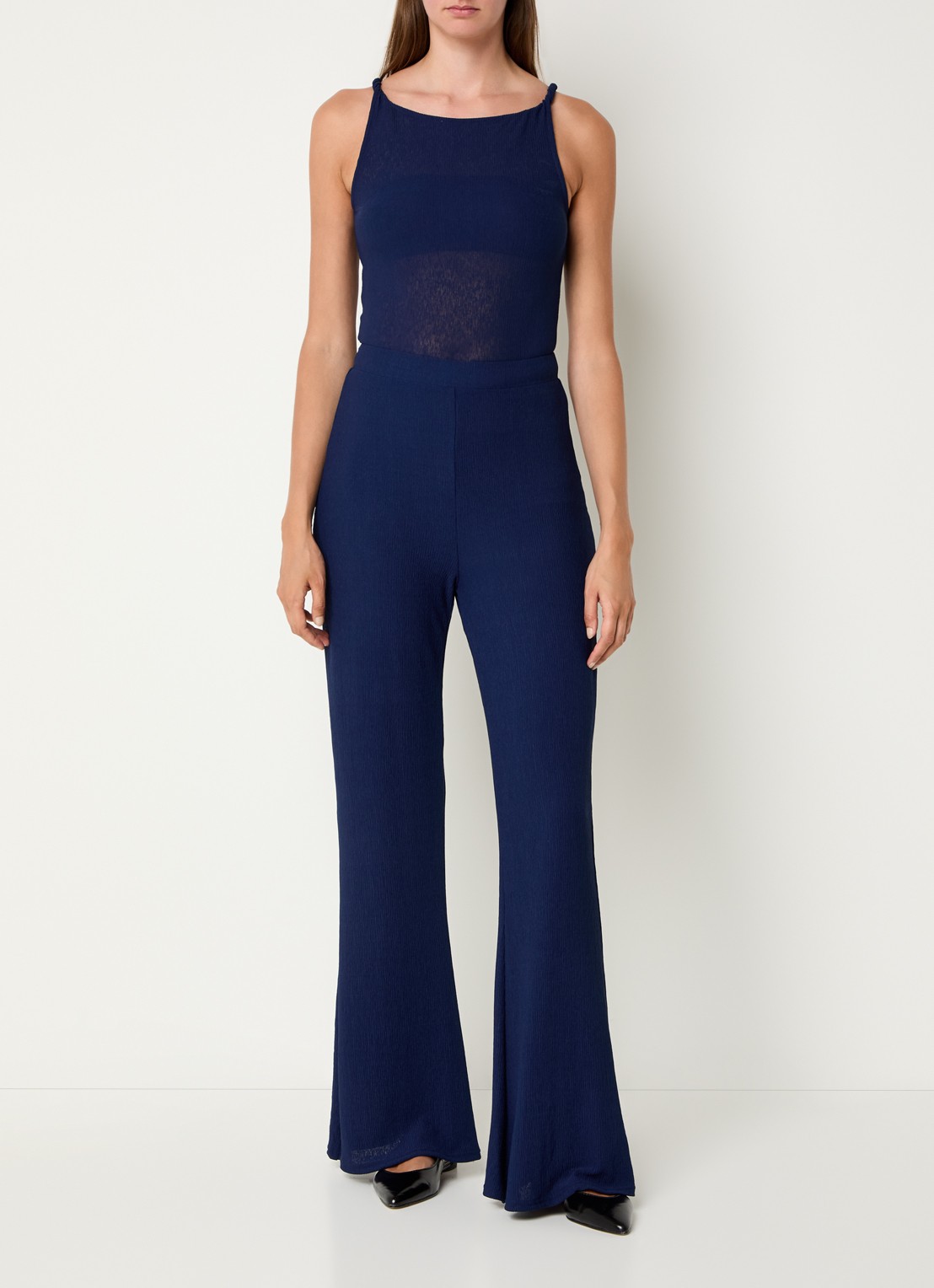 French Connection Meera semi-transparante tanktop - voorkant 3 donkerblauw