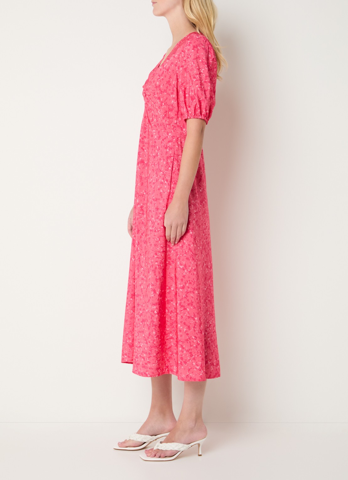 French Connection Melissa midi jurk met print - voorkant 3 donkerroze