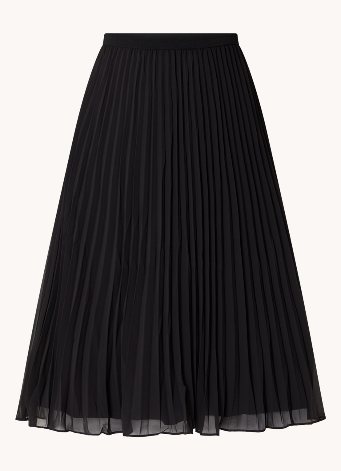 French Connection Midi rok met plissé en stretch  - voorkant 2 zwart