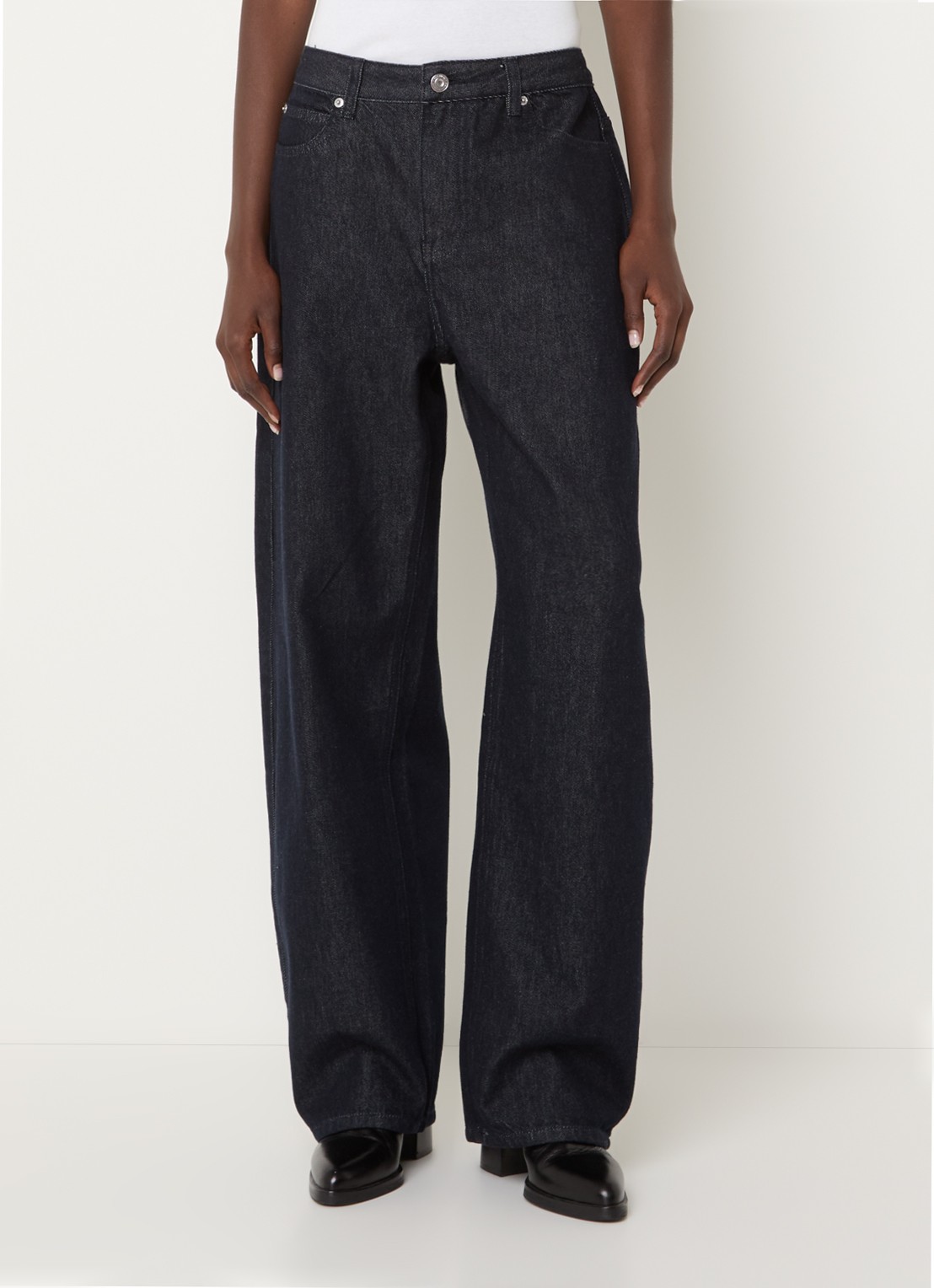 French Connection Misa high waist balloon fit jeans met donkere wassing - detail indigo