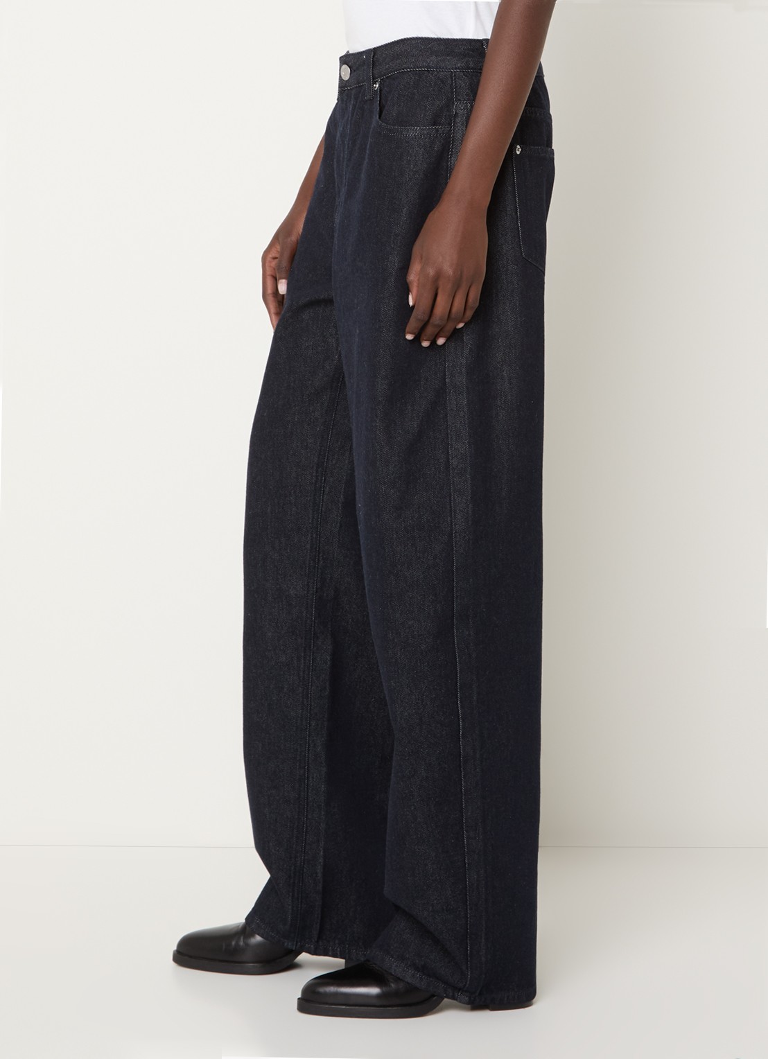 French Connection Misa high waist balloon fit jeans met donkere wassing - detail 2 indigo