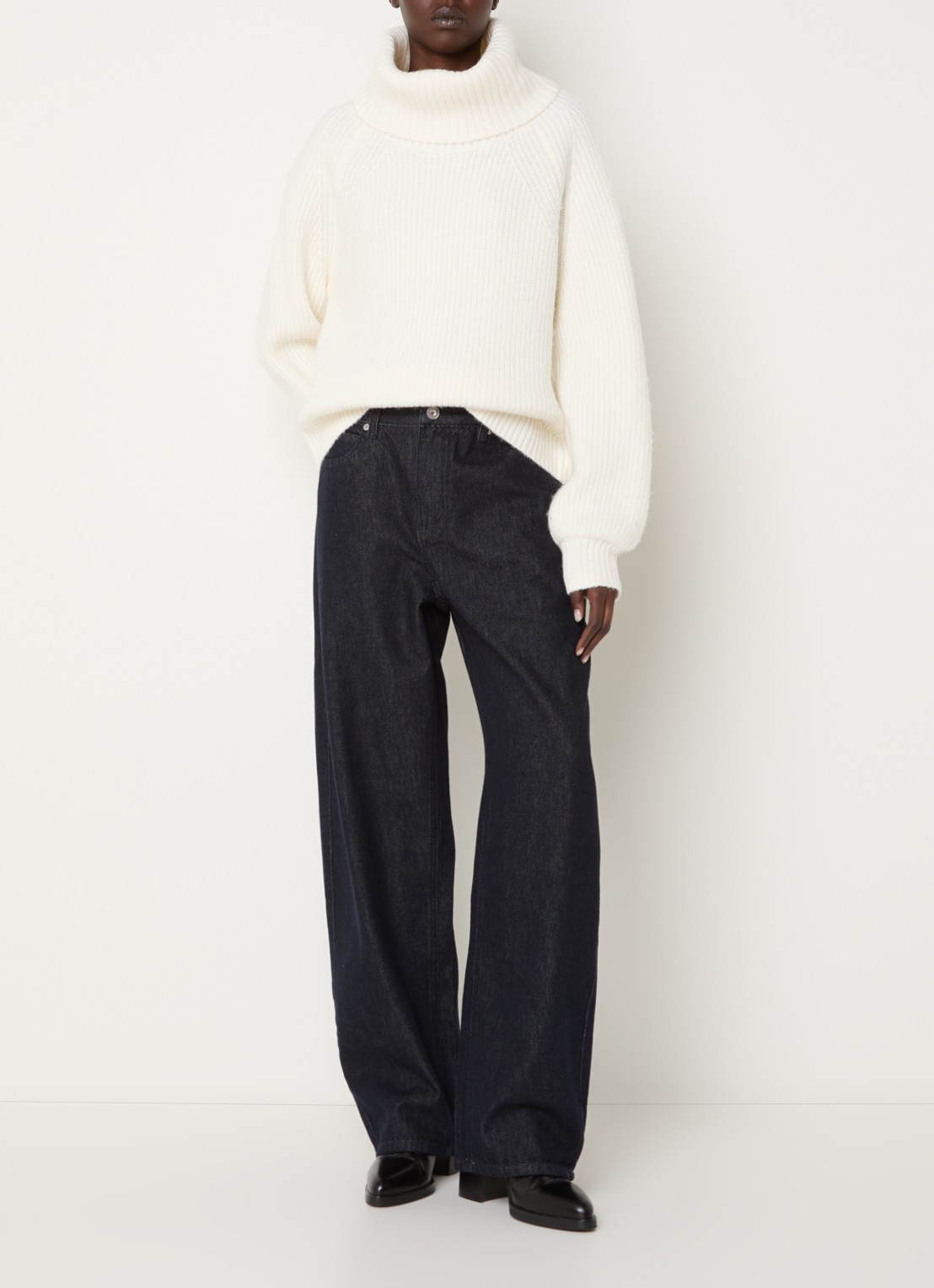 French Connection Misa high waist balloon fit jeans met donkere wassing - voorkant 4 indigo