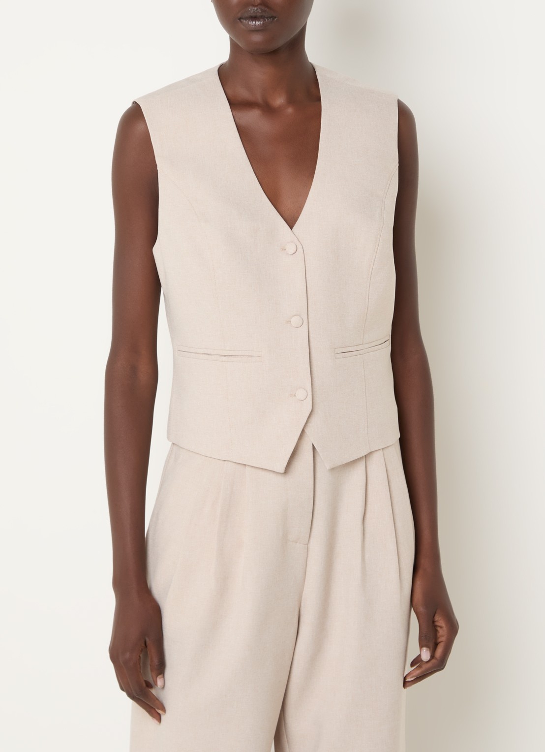 French Connection Misha gilet met ceintuur - detail 3 beige