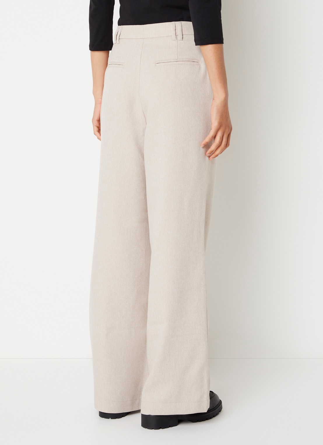 French Connection Misha high waist loose fit pantalon met steekzakken - achterkant beige