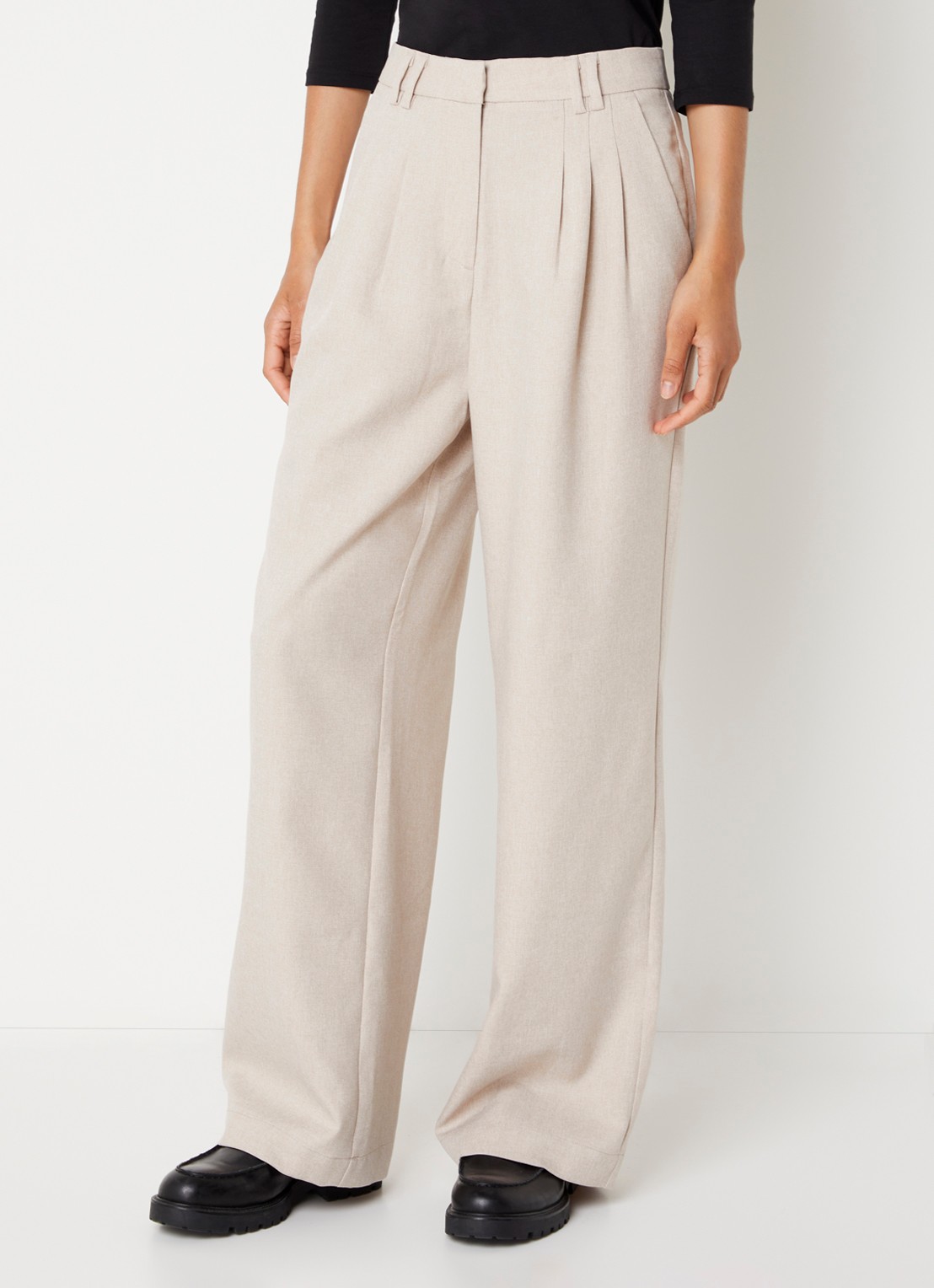 French Connection Misha high waist loose fit pantalon met steekzakken - detail 3 beige