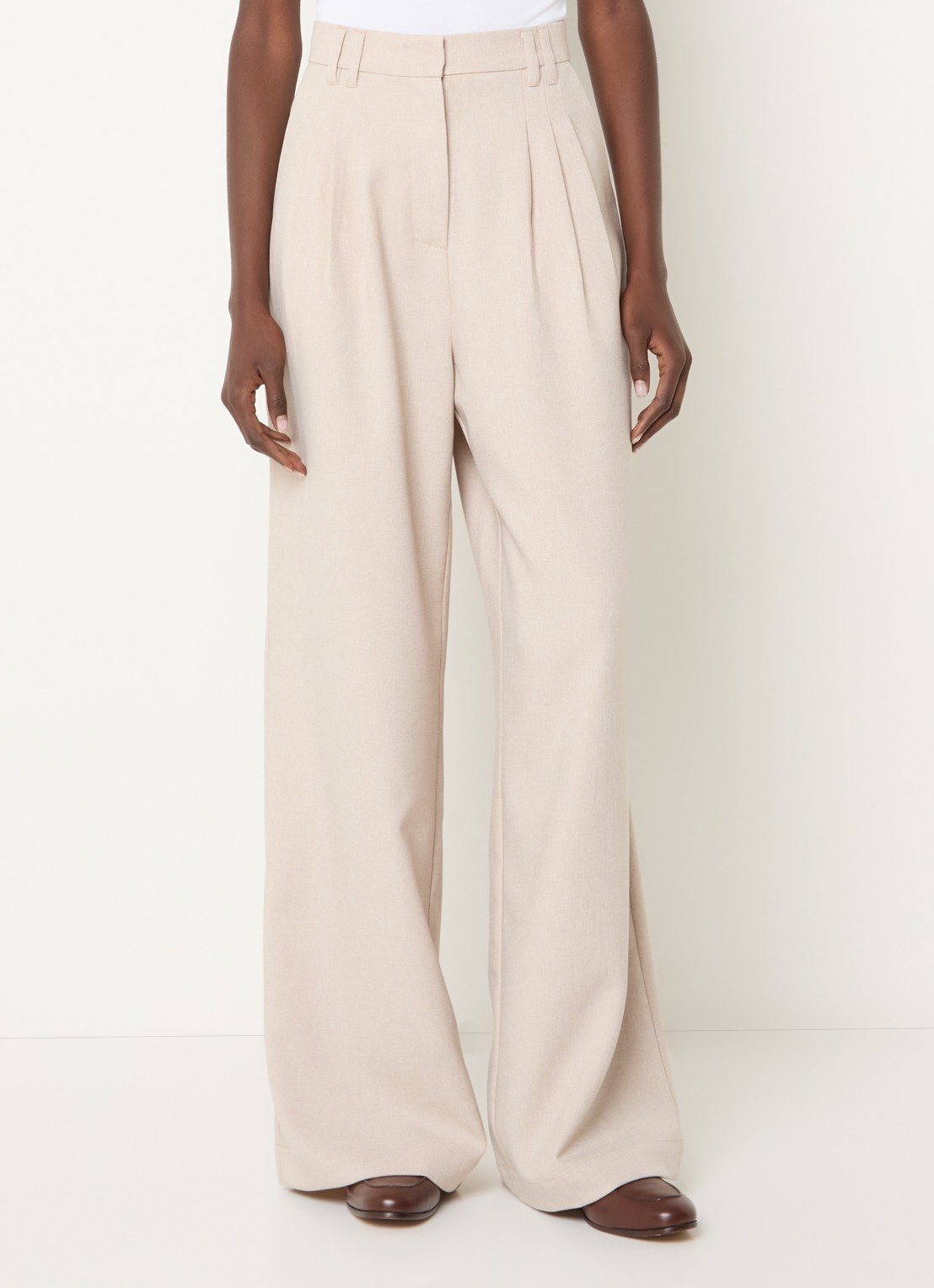 French Connection Misha high waist loose fit pantalon met steekzakken - detail 4 beige