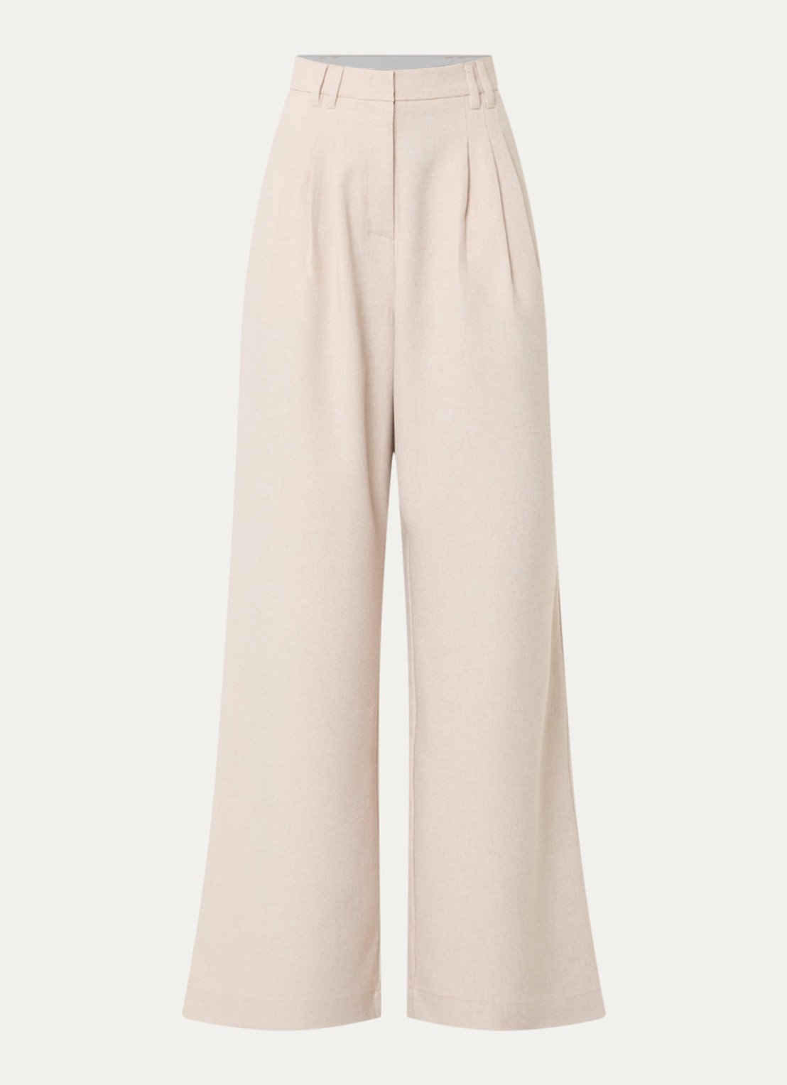 French Connection Misha high waist loose fit pantalon met steekzakken - voorkant 7 beige