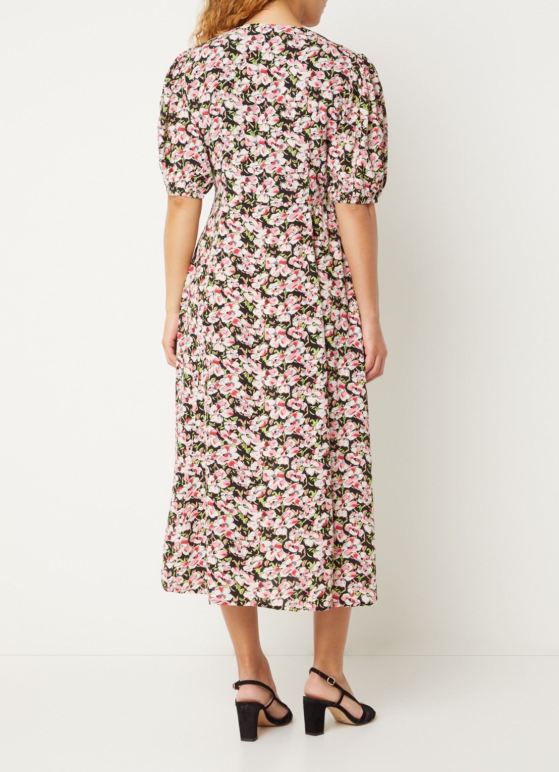 French Connection Molly midi jurk met bloemenprint - achterkant 4 roze