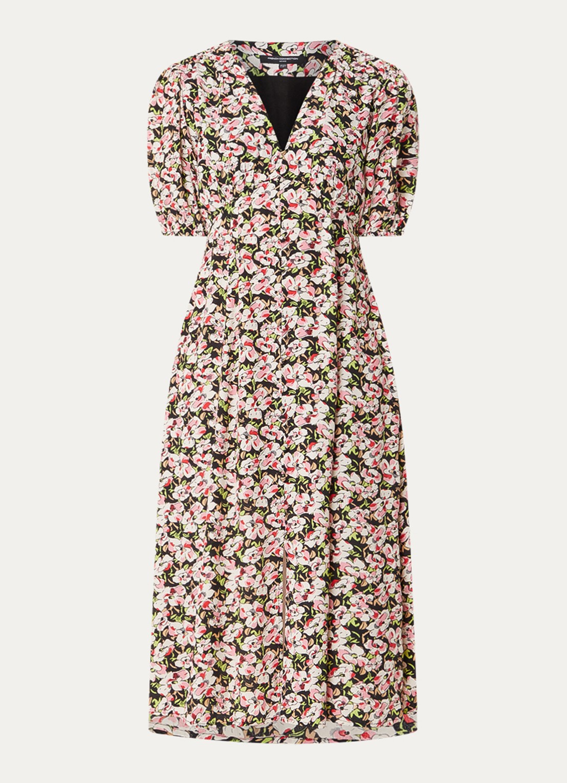 French Connection Molly midi jurk met bloemenprint - voorkant 2 roze