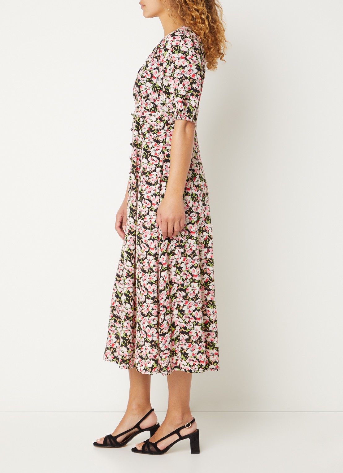French Connection Molly midi jurk met bloemenprint - voorkant 3 roze