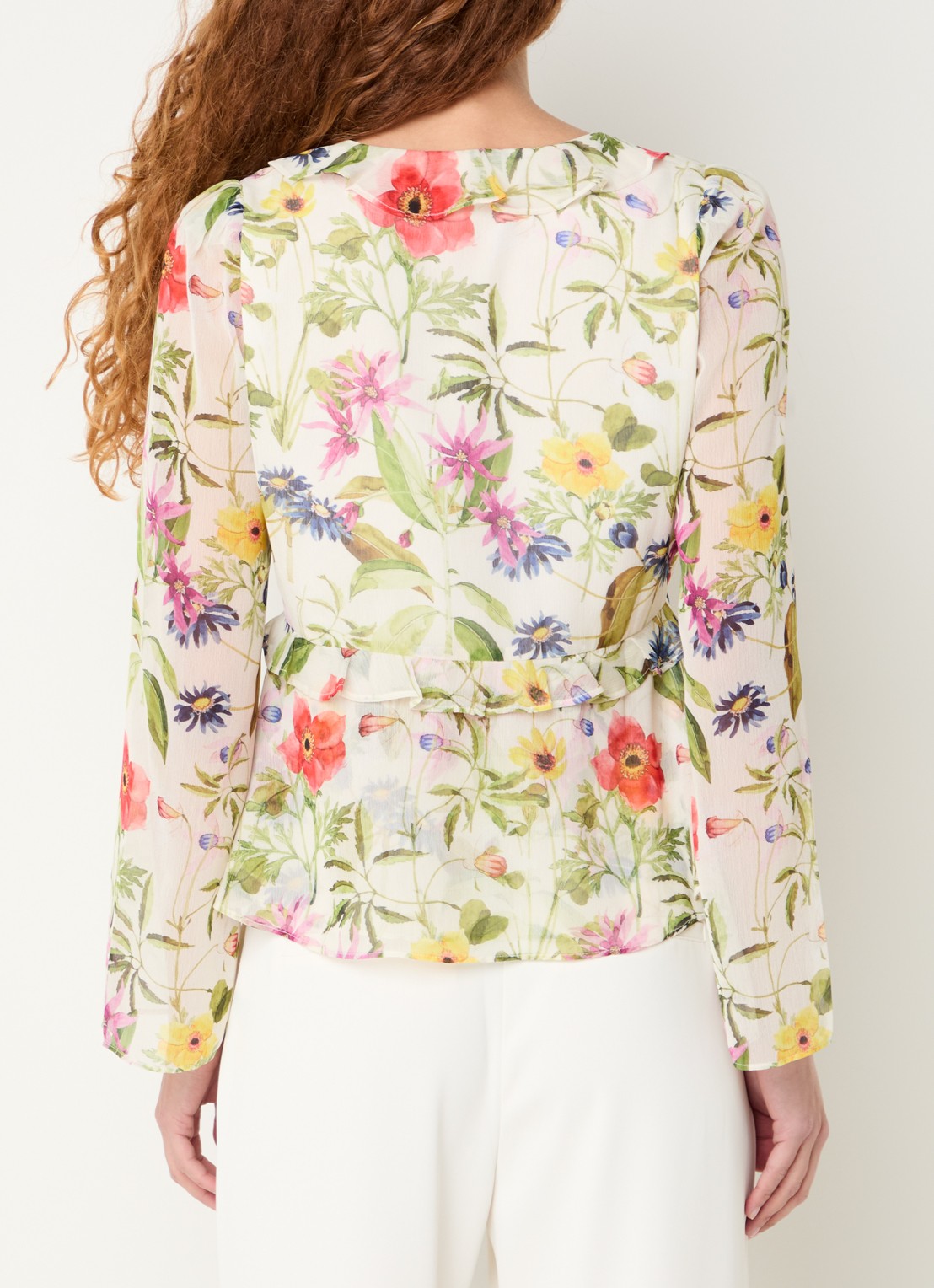 French Connection Monica Hallie blouse met bloemenprint en strikdetail - achterkant groen