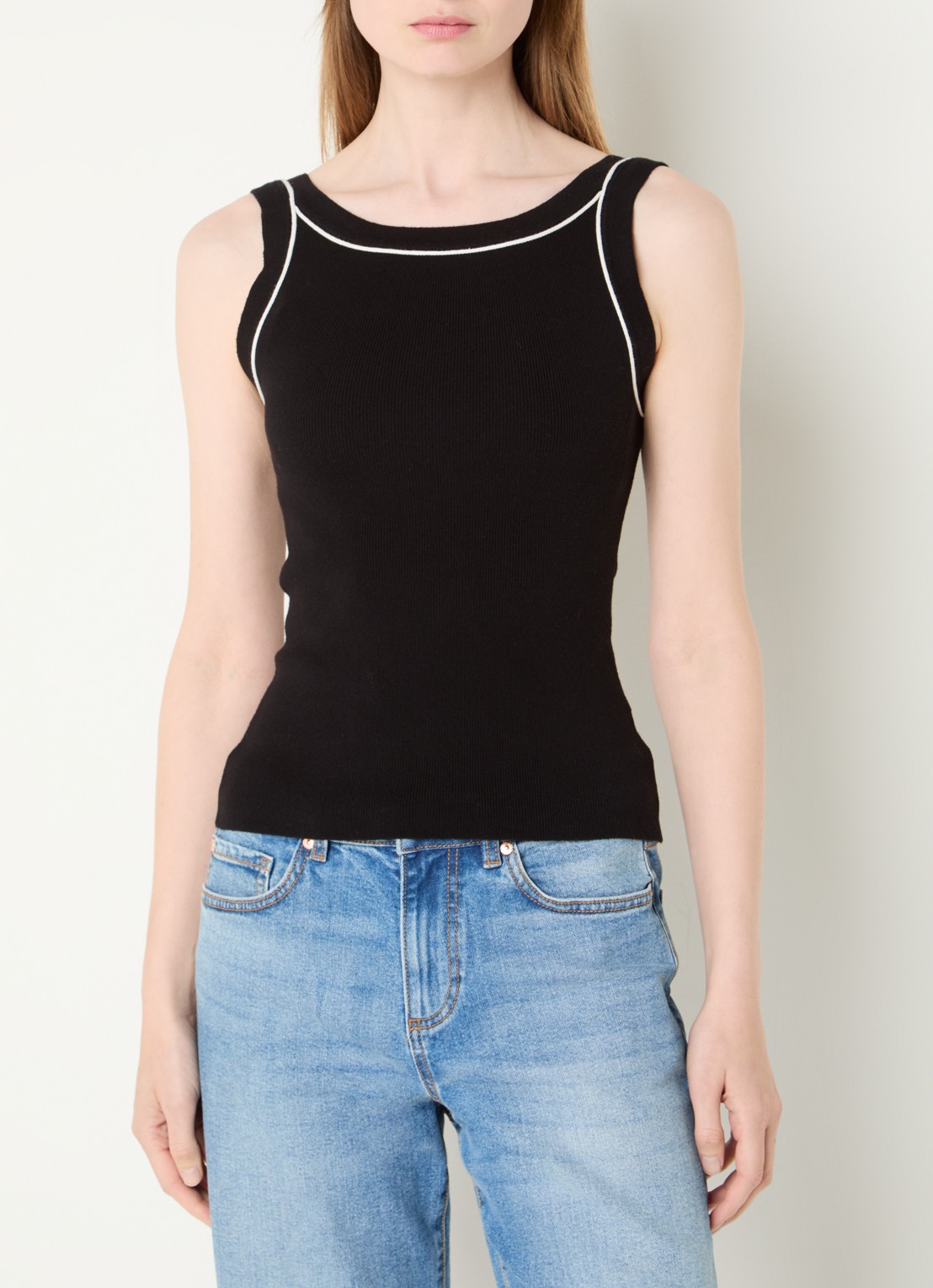 French Connection Mozza top met stretch - detail zwart