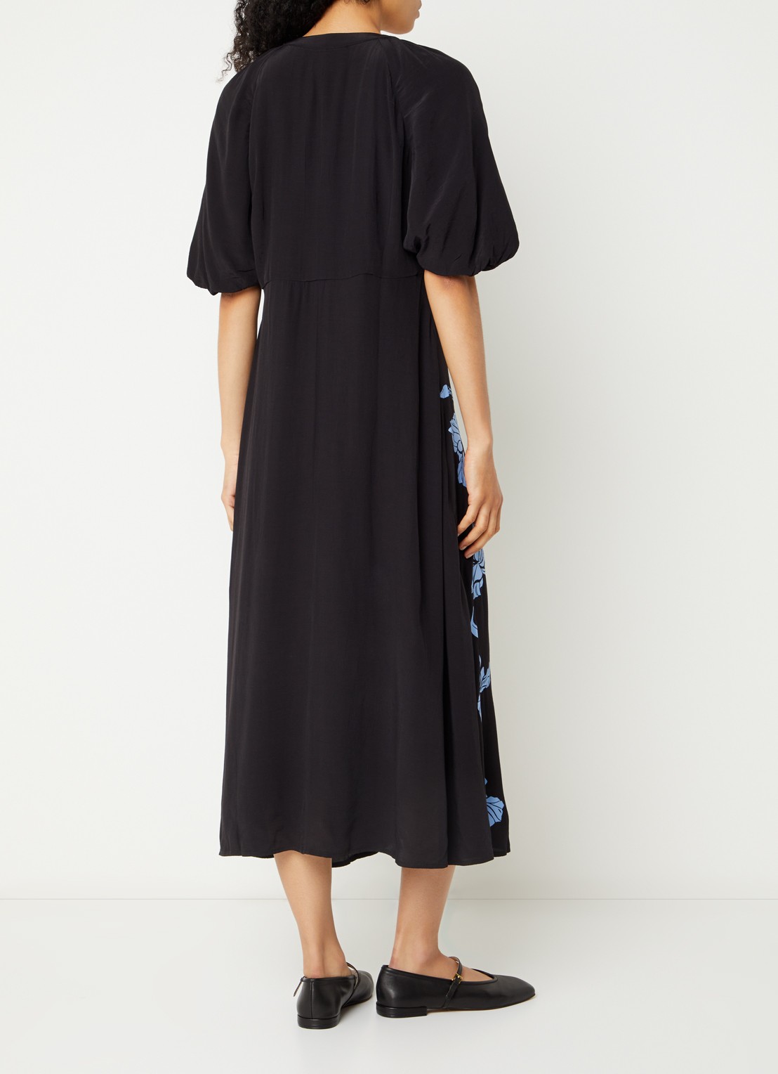 French Connection Nicola Lizzy midi blousejurk met bloemenprint - achterkant 2 zwart