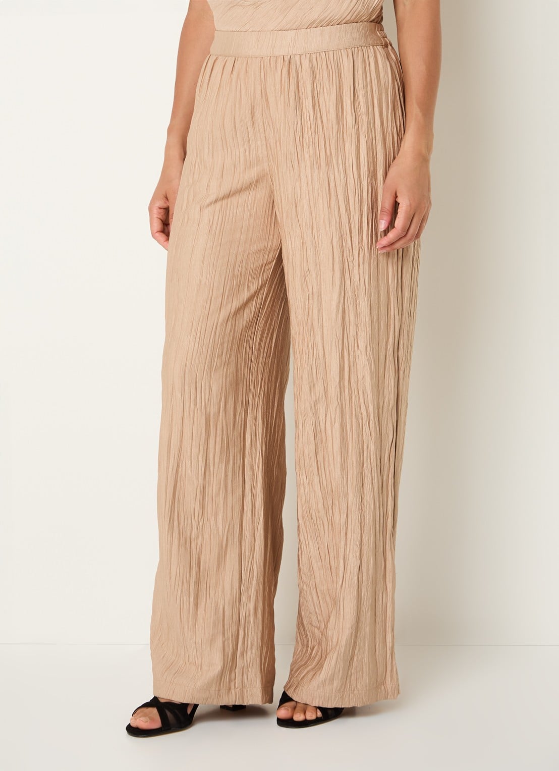 French Connection Novie high waist wide fit broek met steekzakken - detail 4 donkerbeige