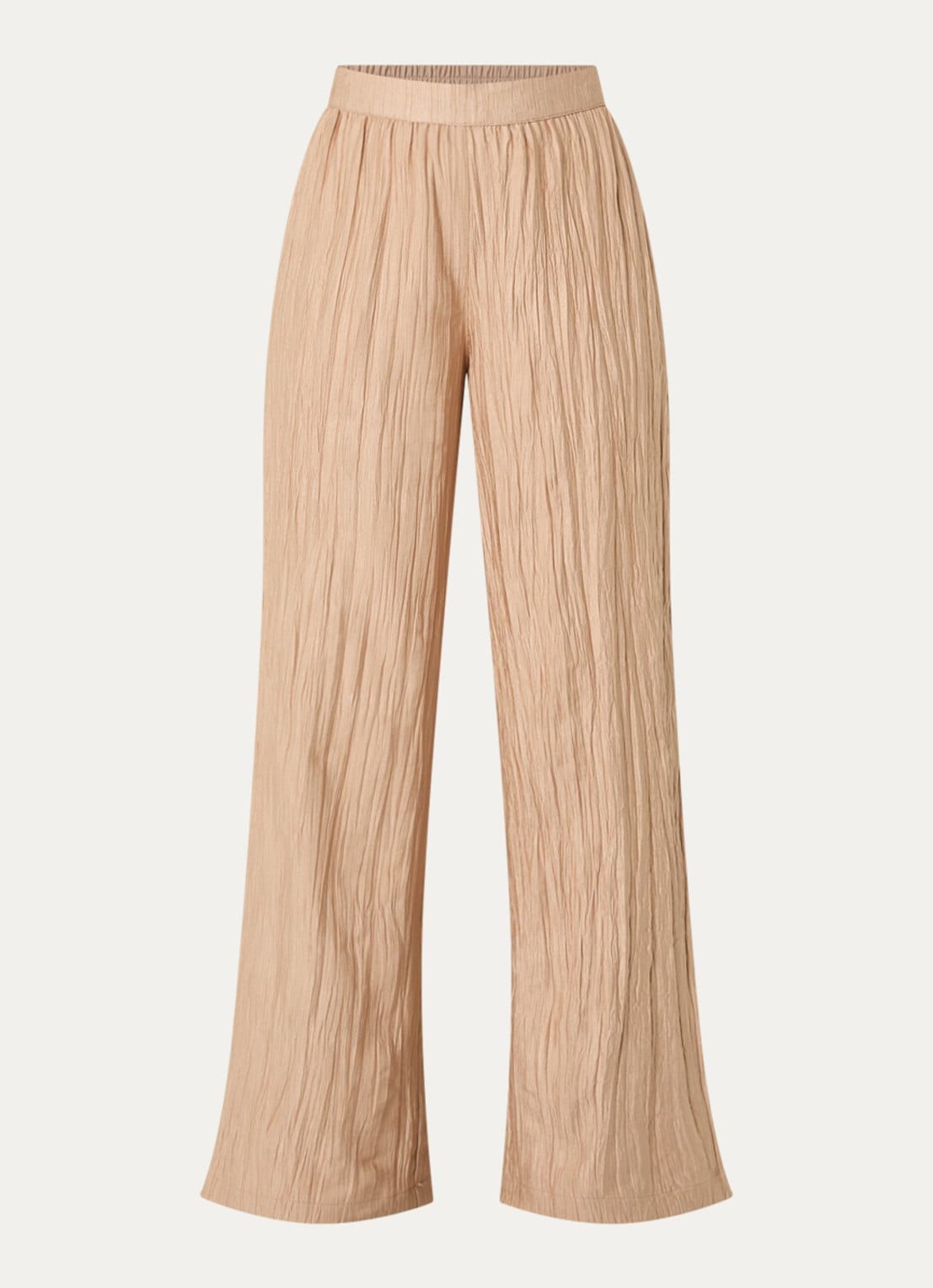 French Connection Novie high waist wide fit broek met steekzakken - voorkant donkerbeige