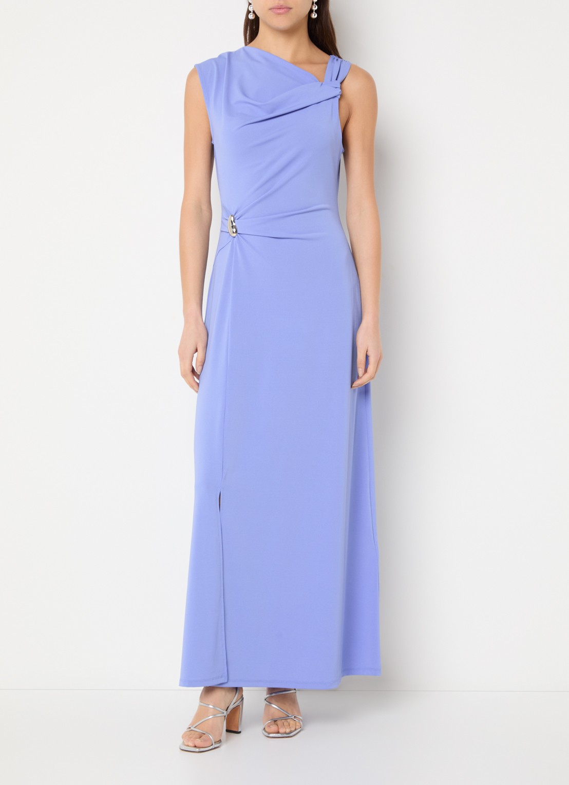 French Connection Pascha asymmetrische maxi jurk met gesp detail - detail lavendel