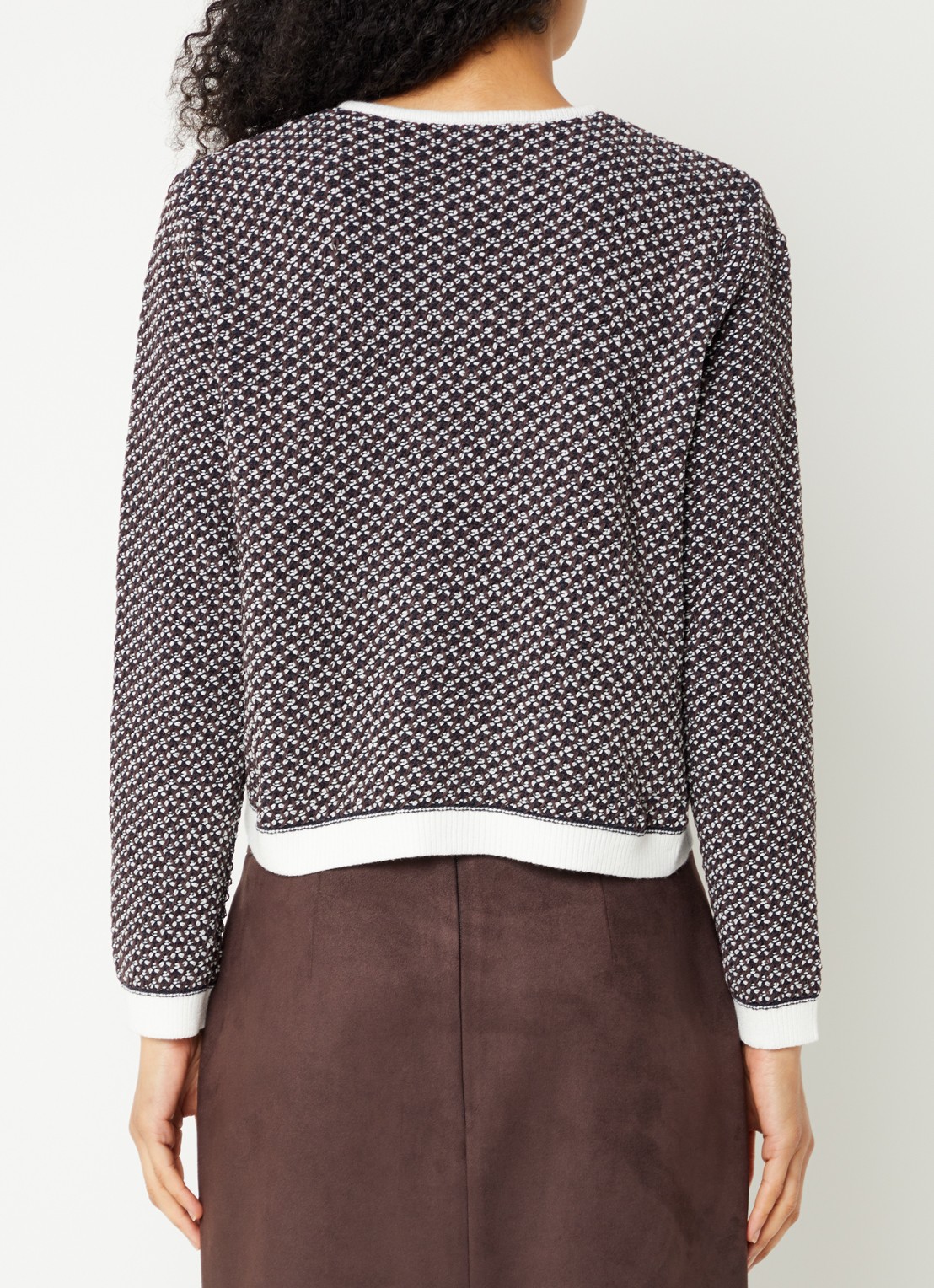 French Connection Perla Noar grofgebreid vest met ronde hals - achterkant 4 donkerblauw