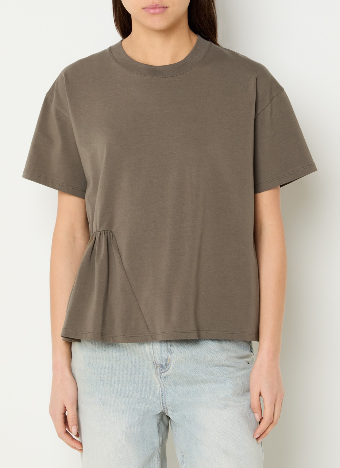 French Connection Rallie T-shirt met asymmetrisch detail - detail 2 khaki
