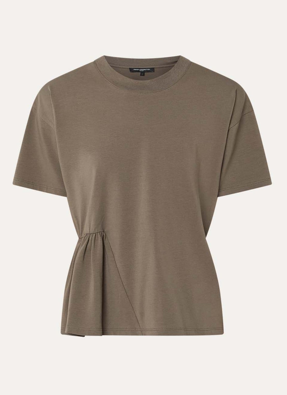 French Connection Rallie T-shirt met asymmetrisch detail - voorkant 3 khaki