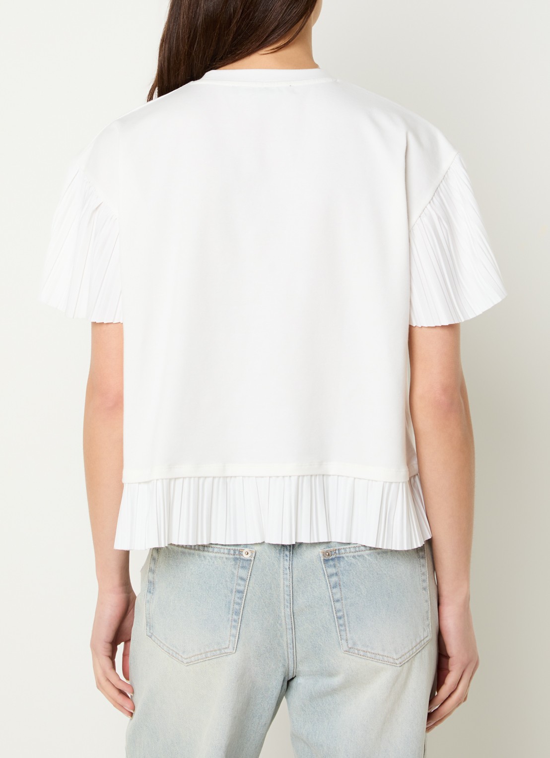 French Connection Rallie T-shirt met vlindermouwen en plissé - achterkant 4 wit