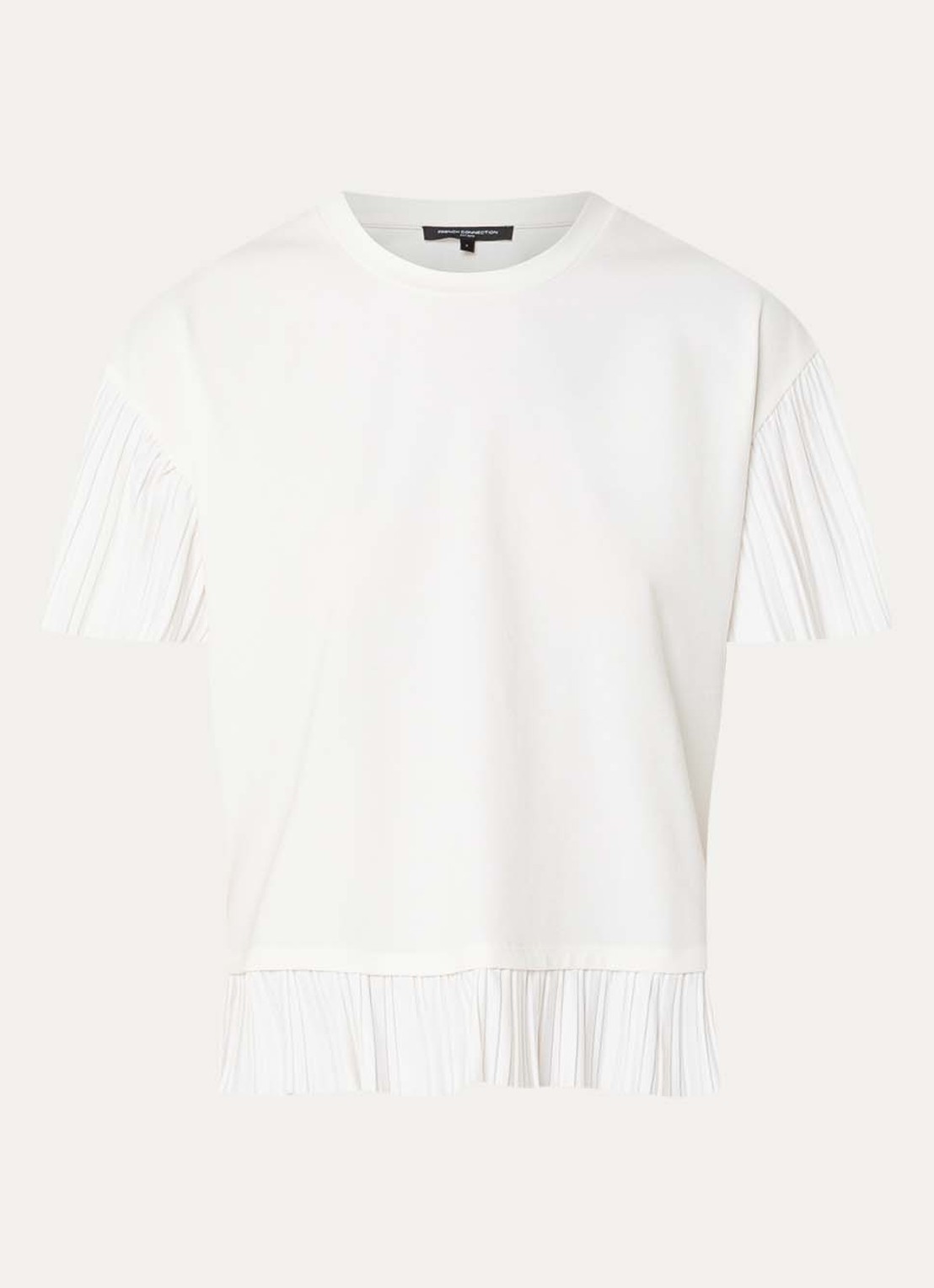 French Connection Rallie T-shirt met vlindermouwen en plissé - voorkant wit