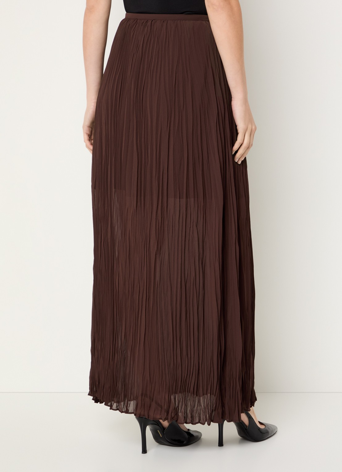 French Connection Saylor maxi rok met plissé - achterkant 3 bruin