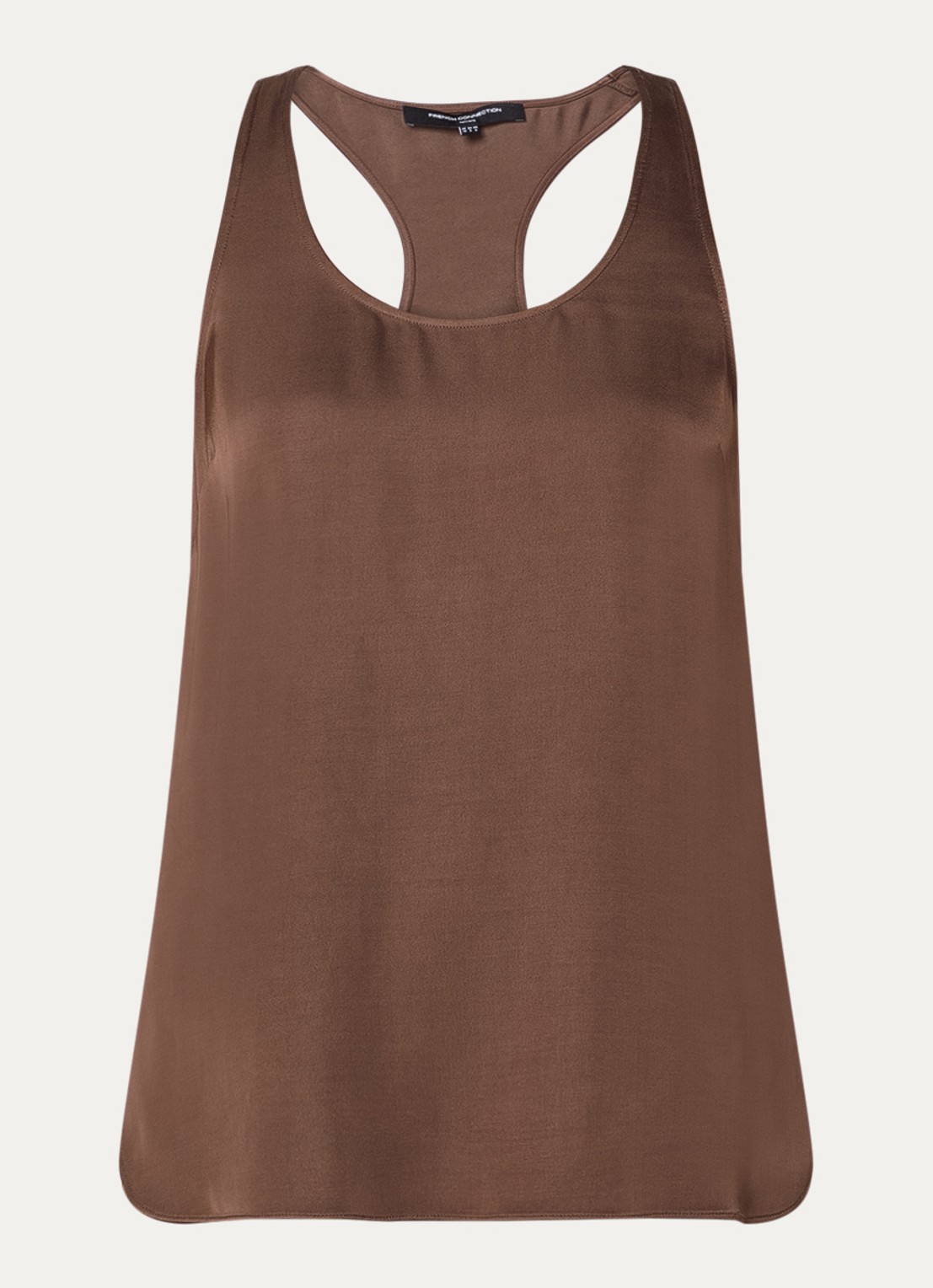 French Connection Sera tanktop van satijn - voorkant 3 bruin