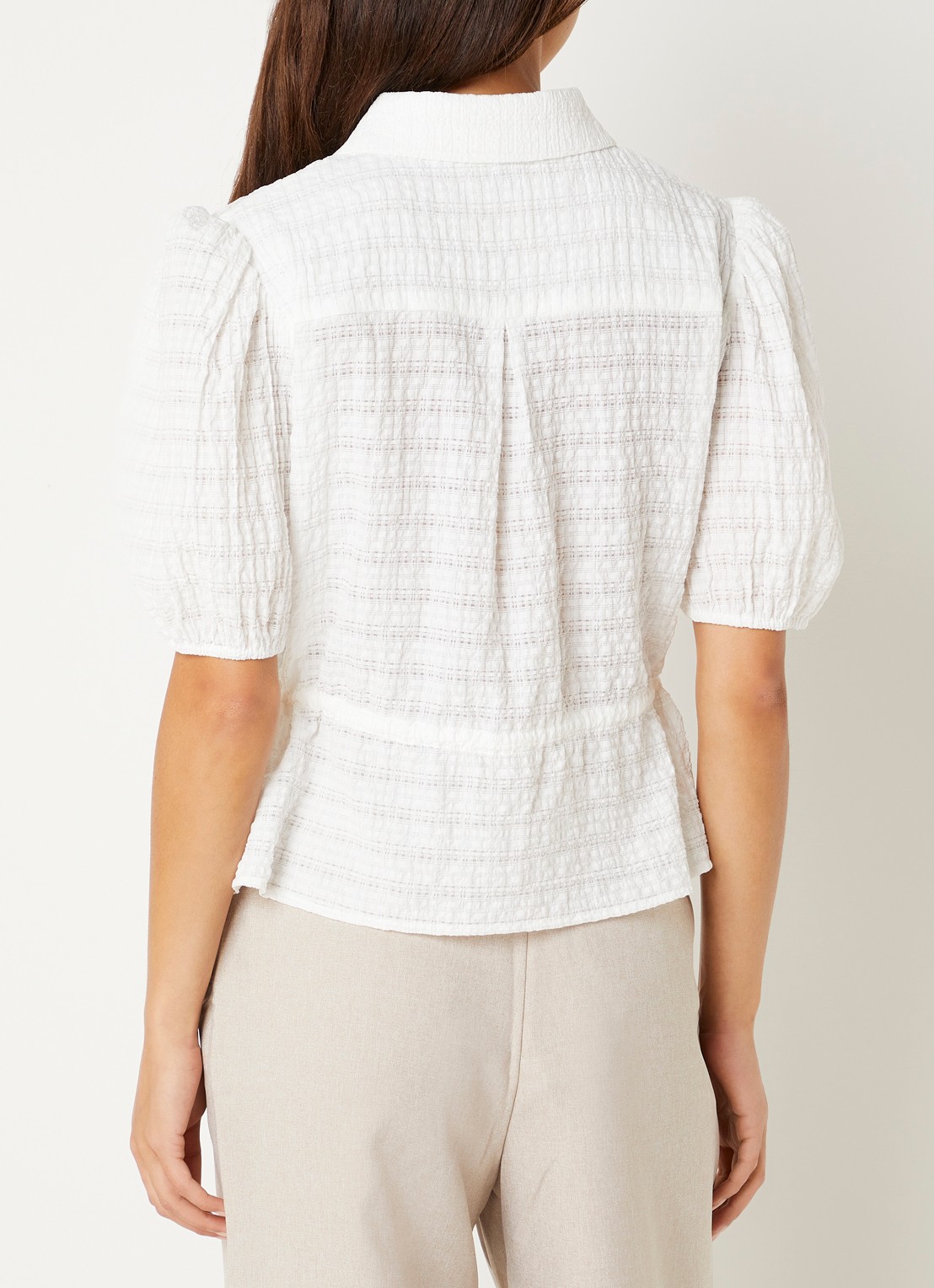 French Connection Shanaya blouse met strikceintuur - achterkant 4 wit
