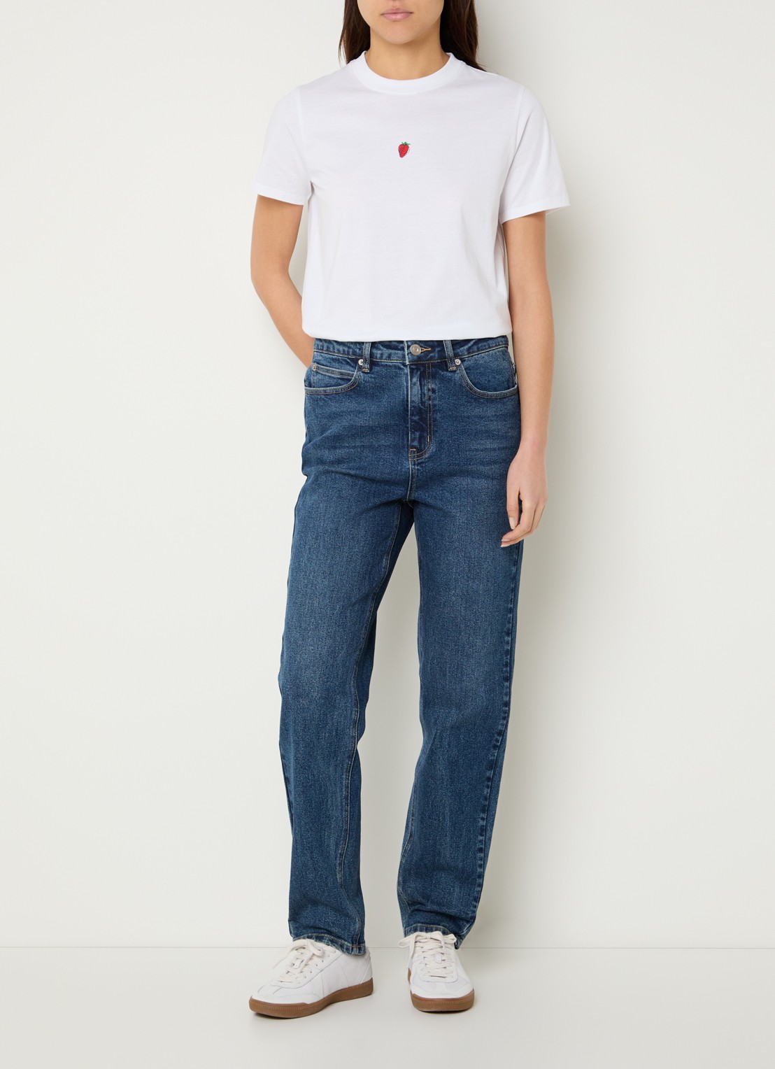 French Connection Sylvie high waist slim fit jeans met donkere wassing - voorkant 4 indigo