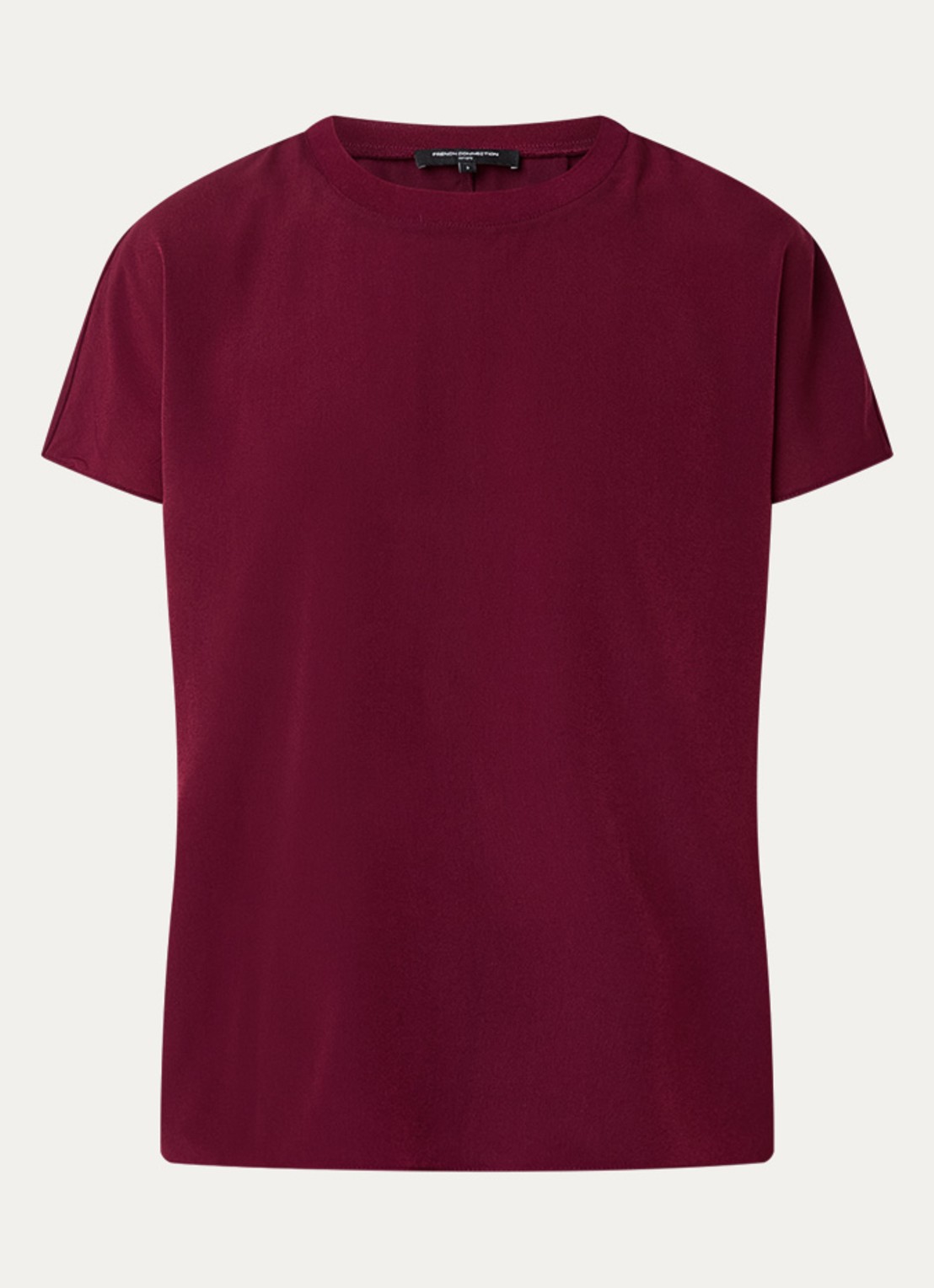 French Connection T-shirt met ronde hals - voorkant 3 bordeauxrood