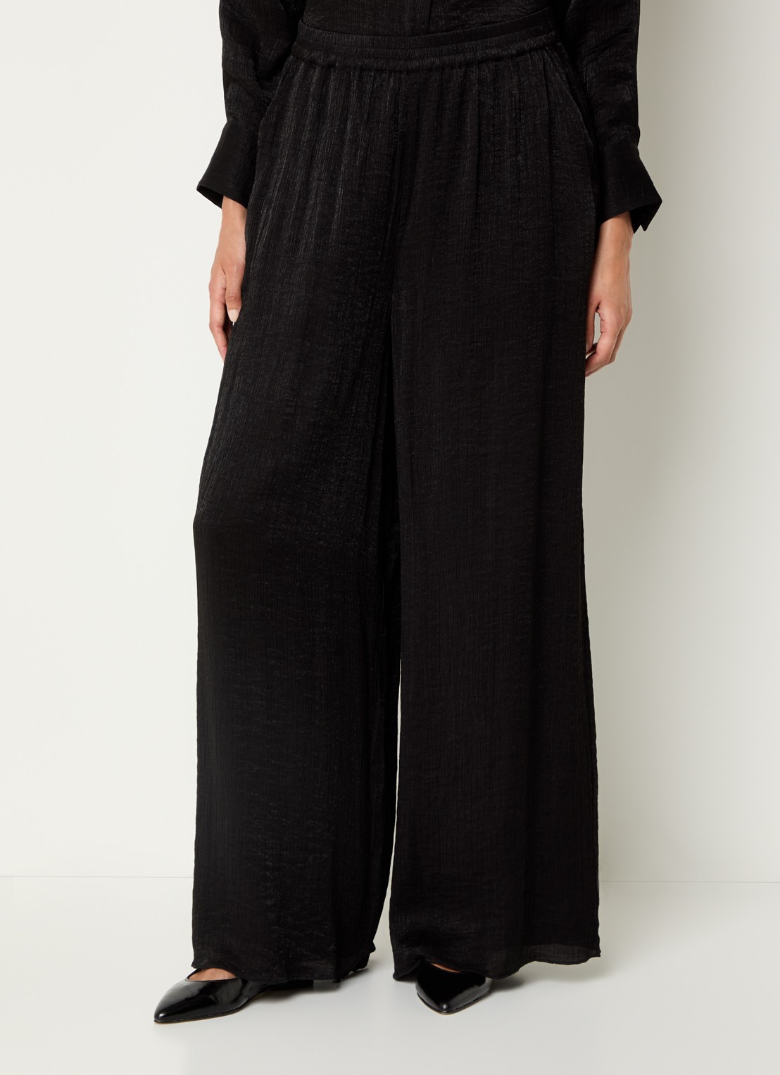 French Connection Terry high waist wide fit pantalon - detail 3 zwart