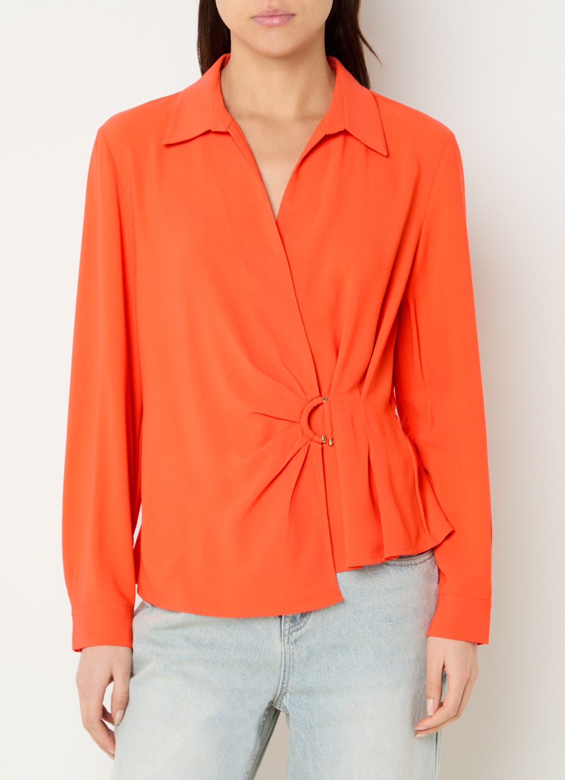 French Connection Thelma blouse met plooidetail - detail 4 oranje