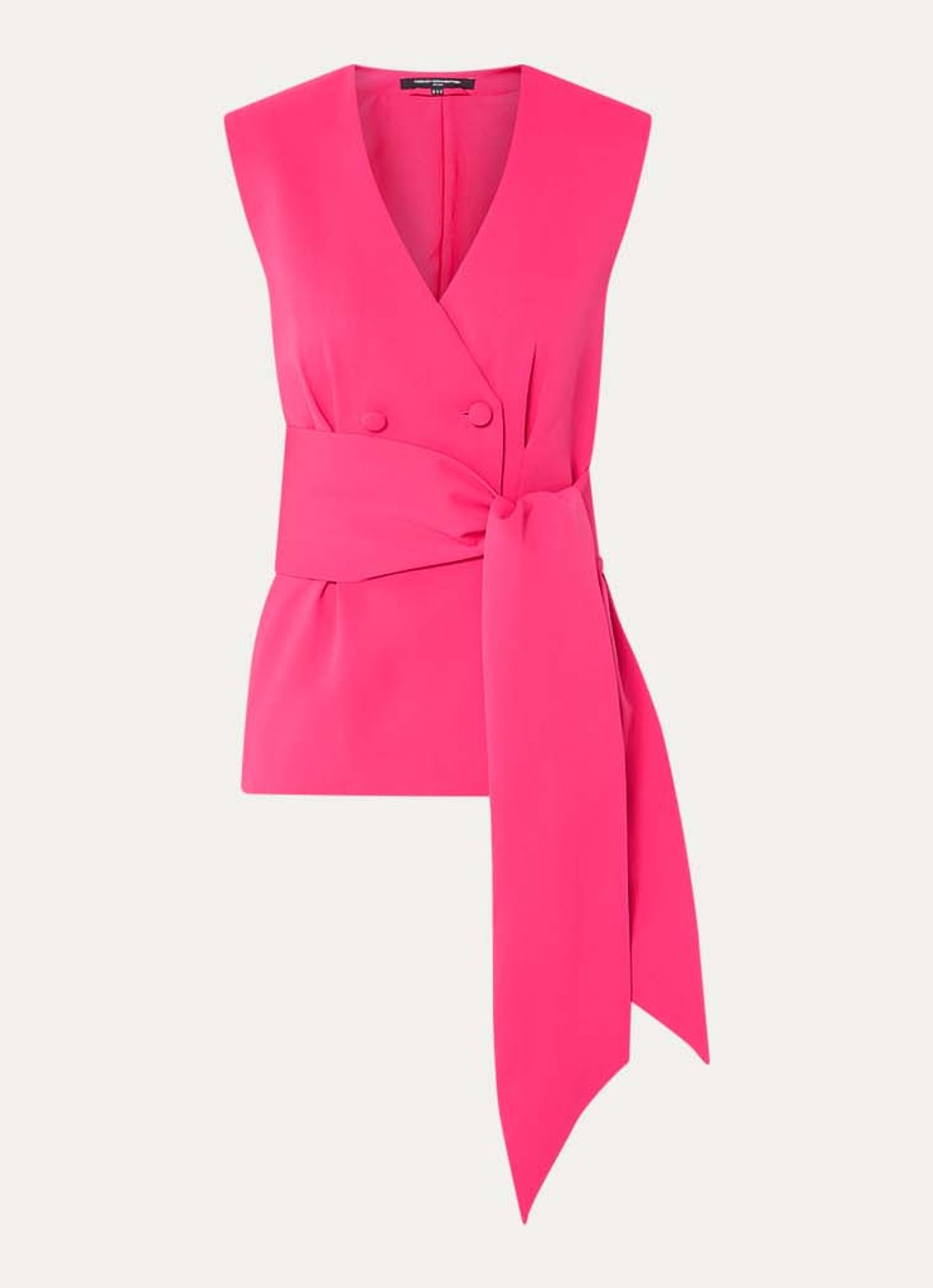 French Connection Tiana gilet met strikceintuur - voorkant 2 fuchsia
