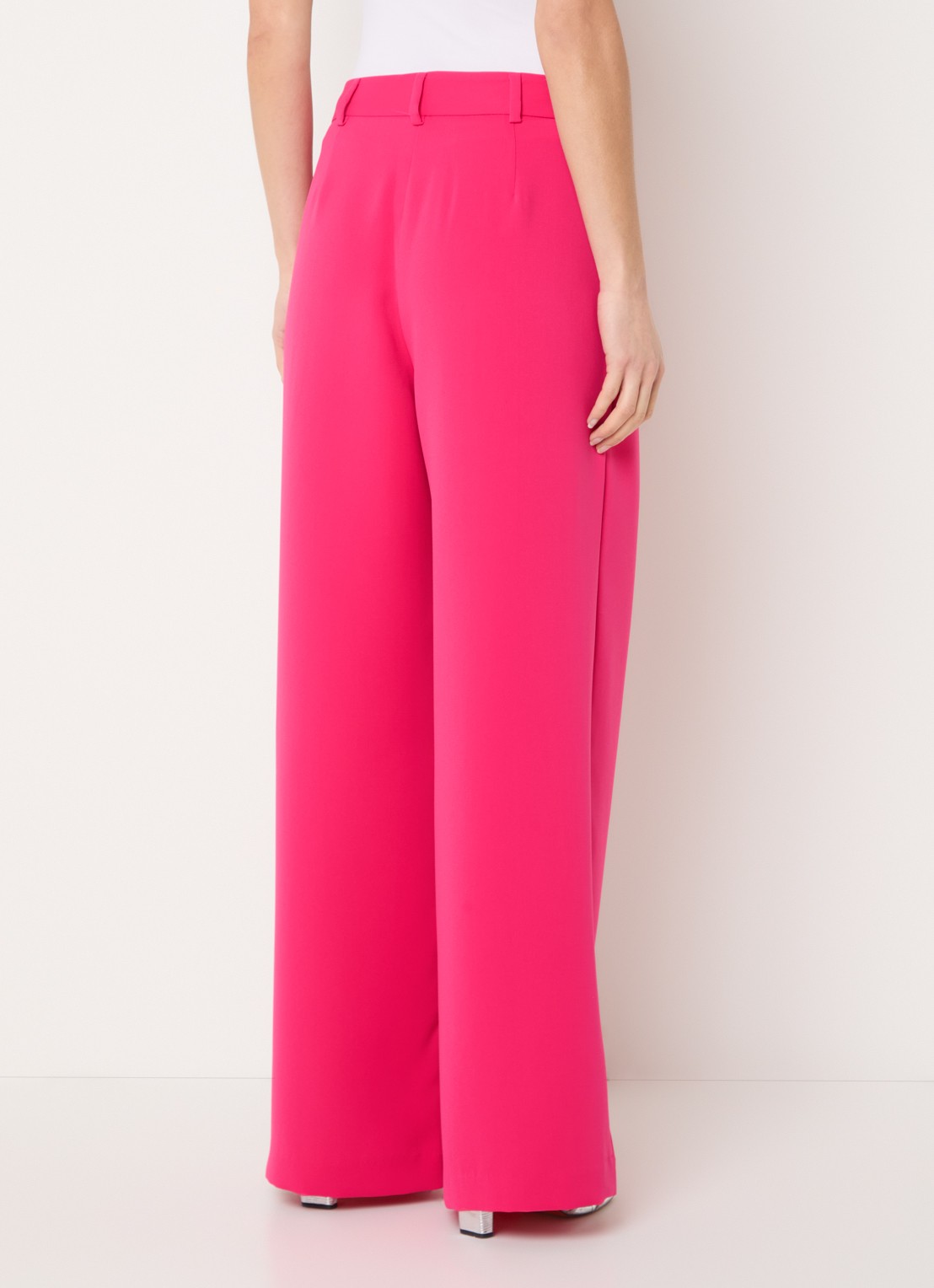 French Connection Tiana high waist wide fit pantalon met steekzakken - achterkant fuchsia