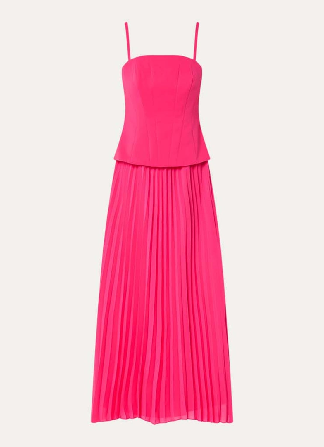 French Connection Tiana strapless maxi jurk met plissé - voorkant 3 fuchsia