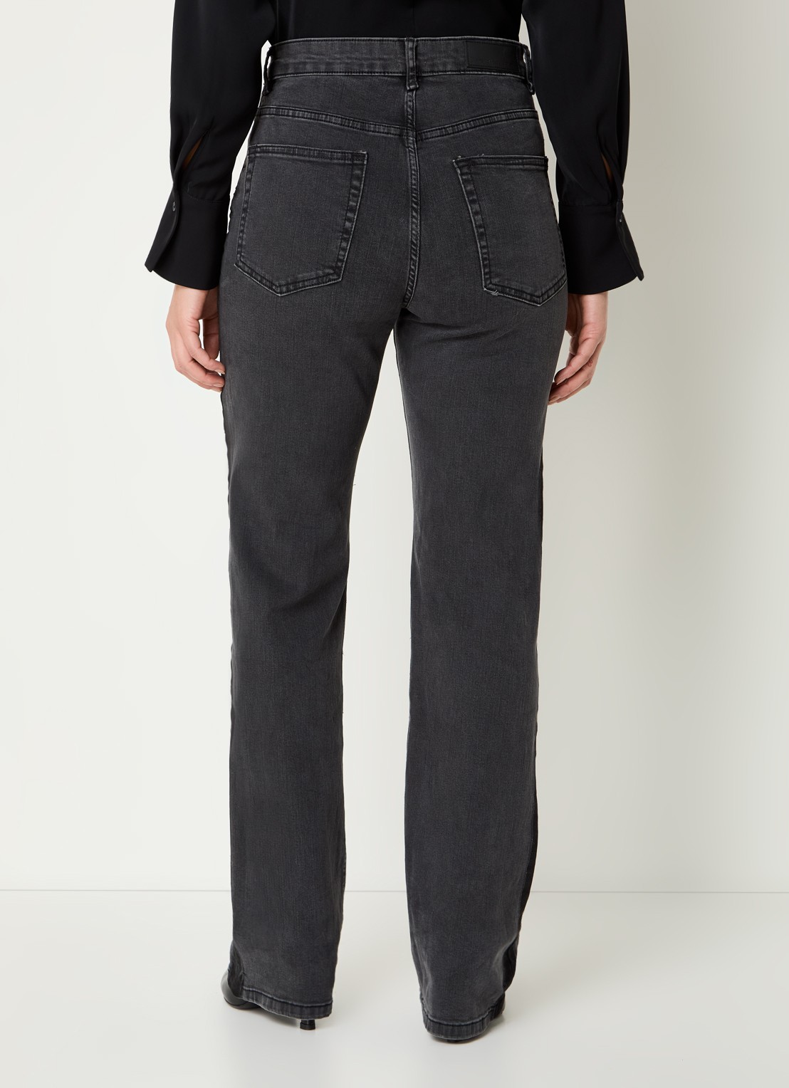 French Connection Toms high waist straight leg jeans met gekleurde wassing - achterkant 5 antraciet