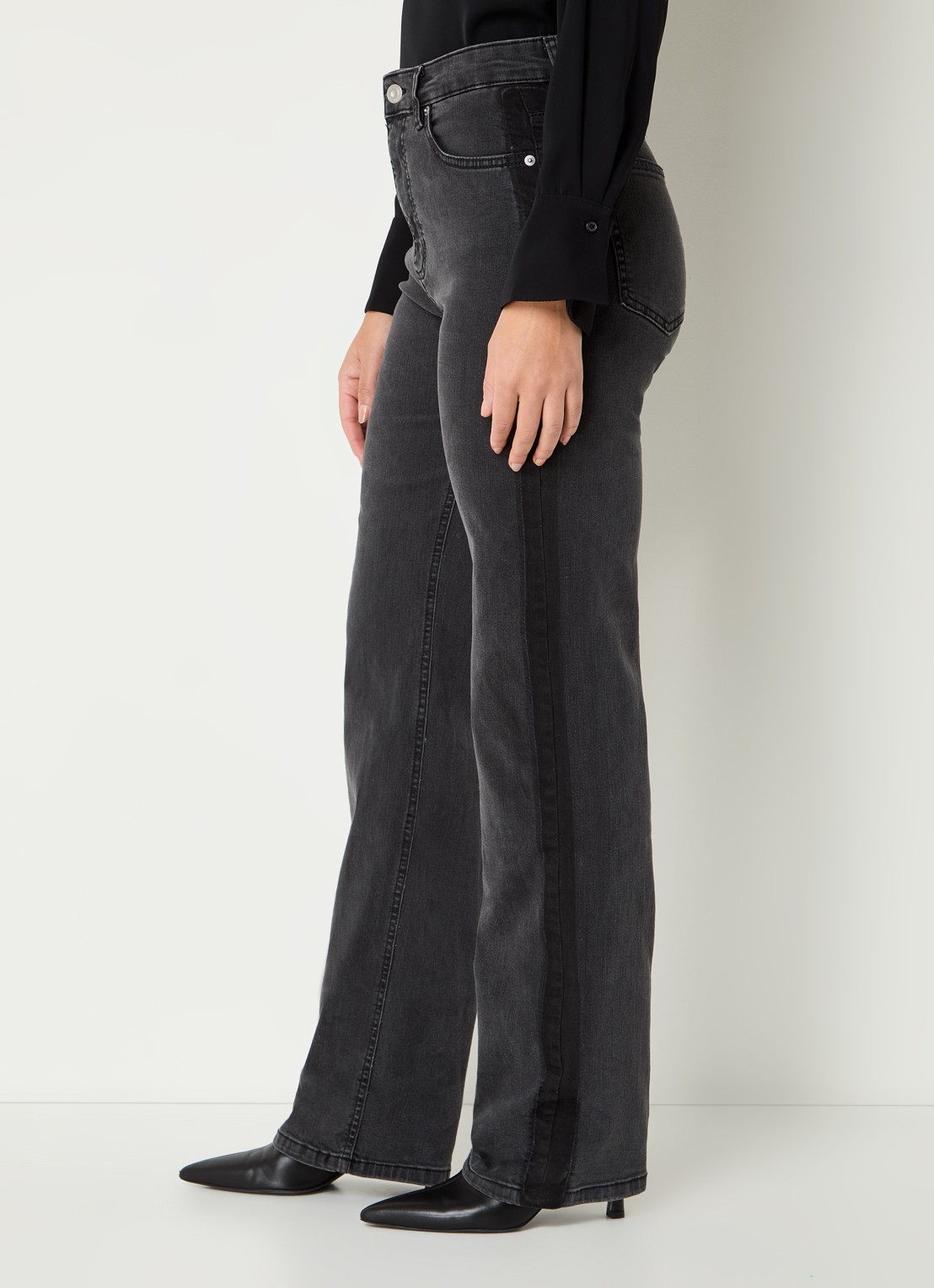 French Connection Toms high waist straight leg jeans met gekleurde wassing - detail 2 antraciet