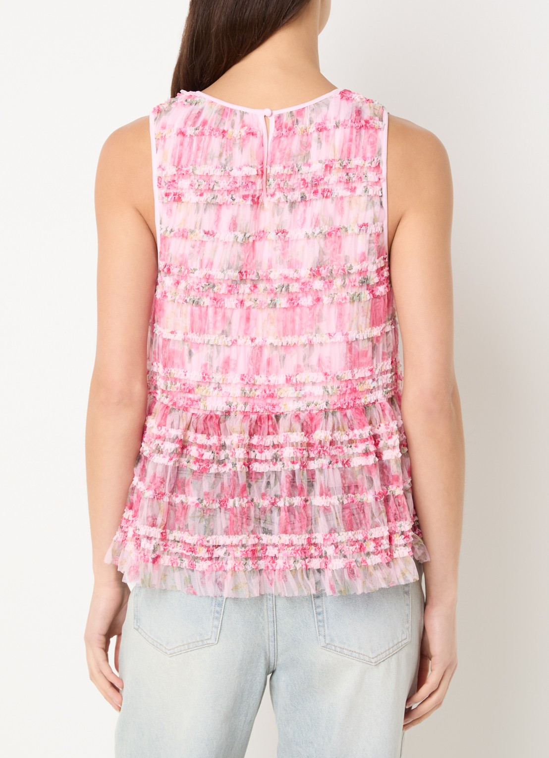 French Connection Vanessa top met bloemenprint - achterkant 2 roze