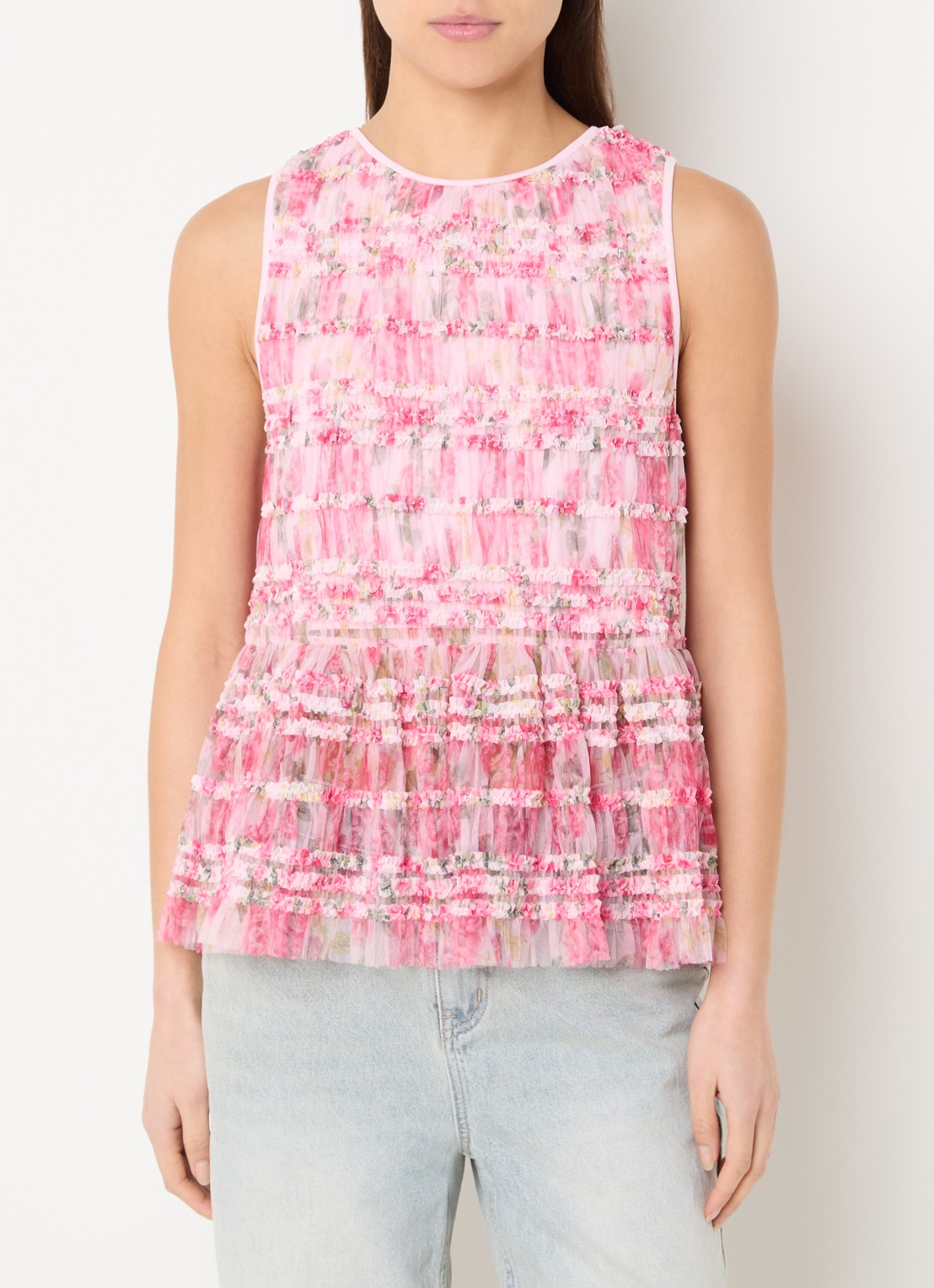 French Connection Vanessa top met bloemenprint - detail roze