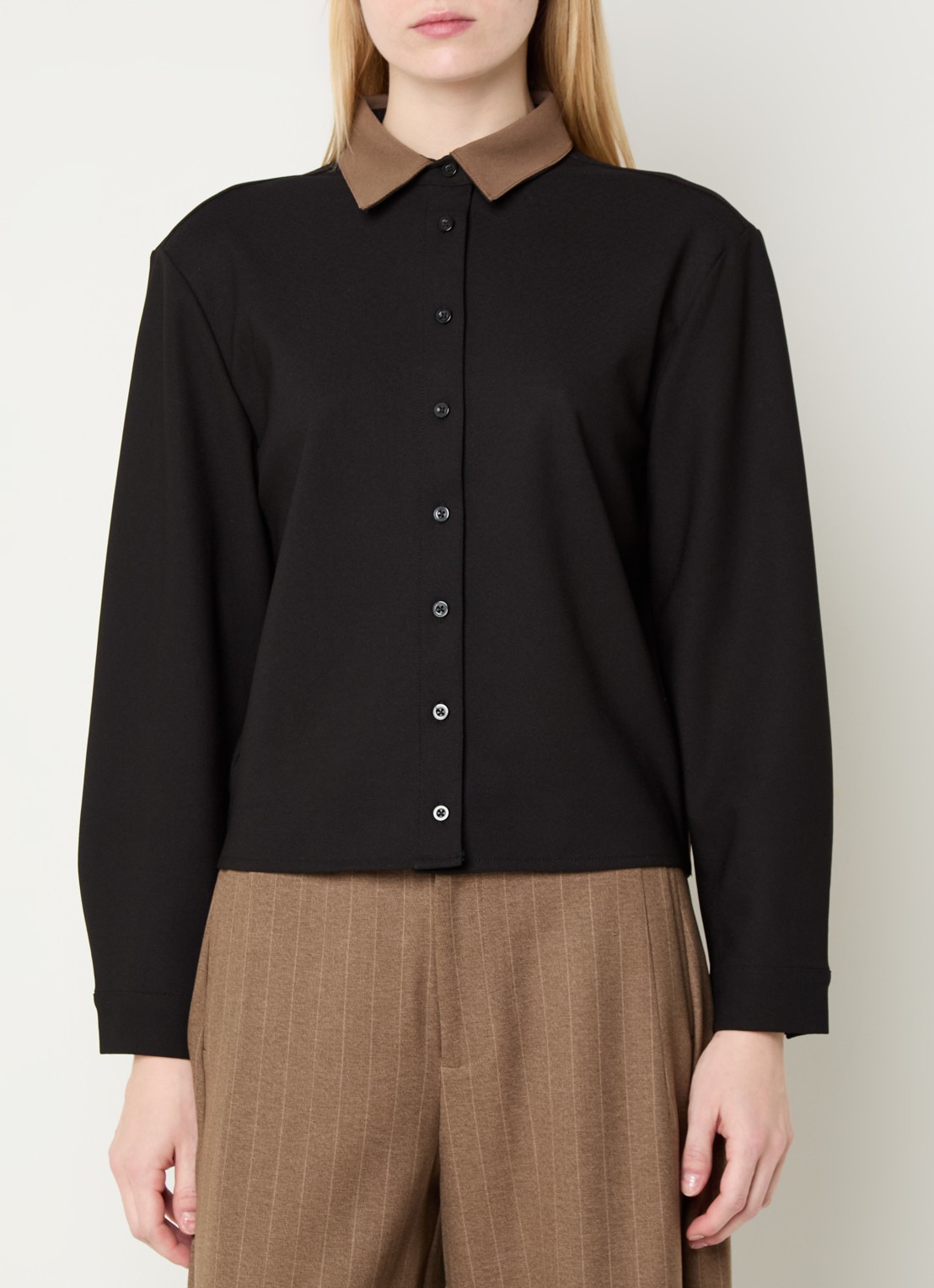 French Connection Veda blouse met kraag - detail 3 zwart