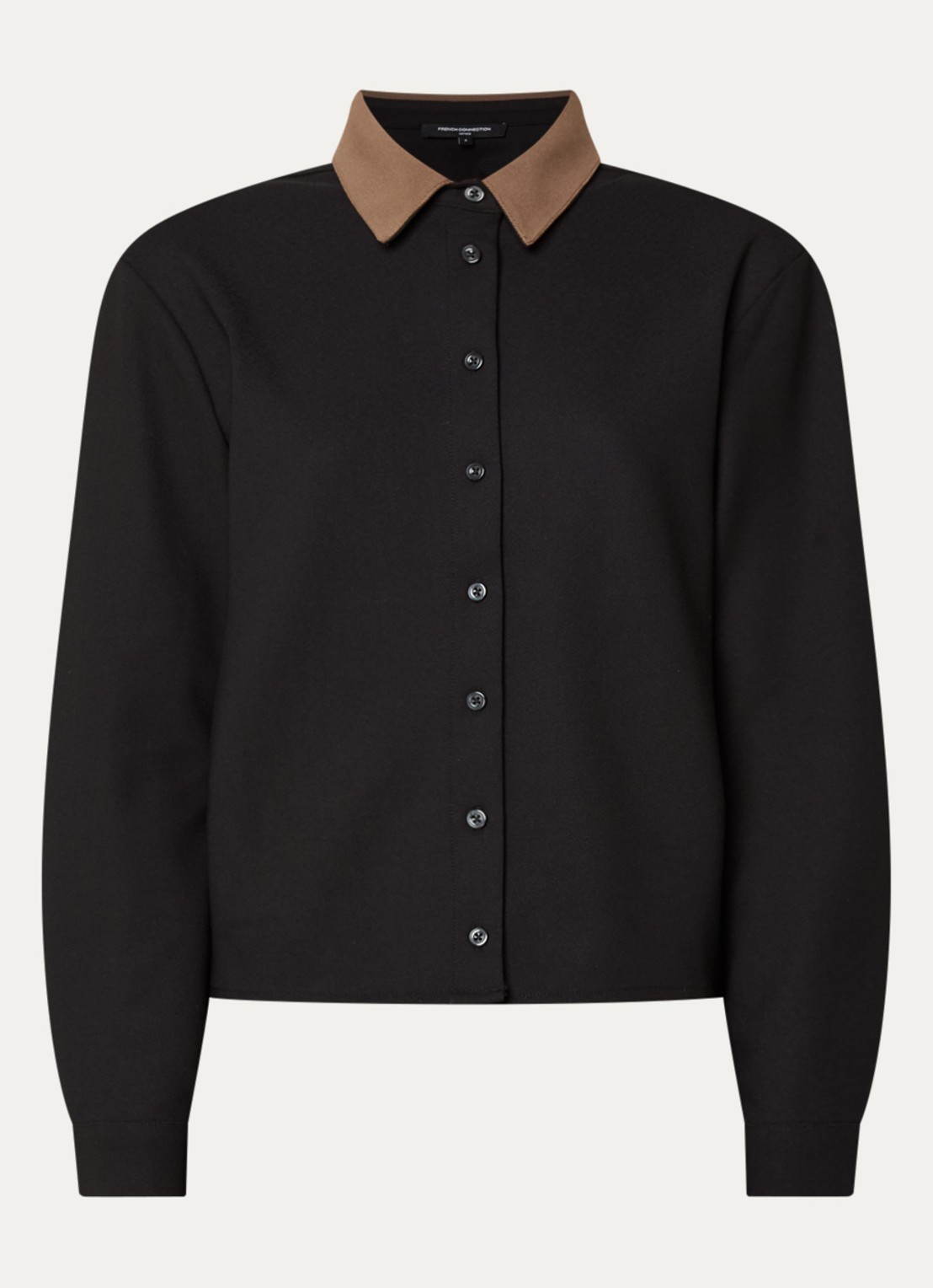French Connection Veda blouse met kraag - voorkant zwart
