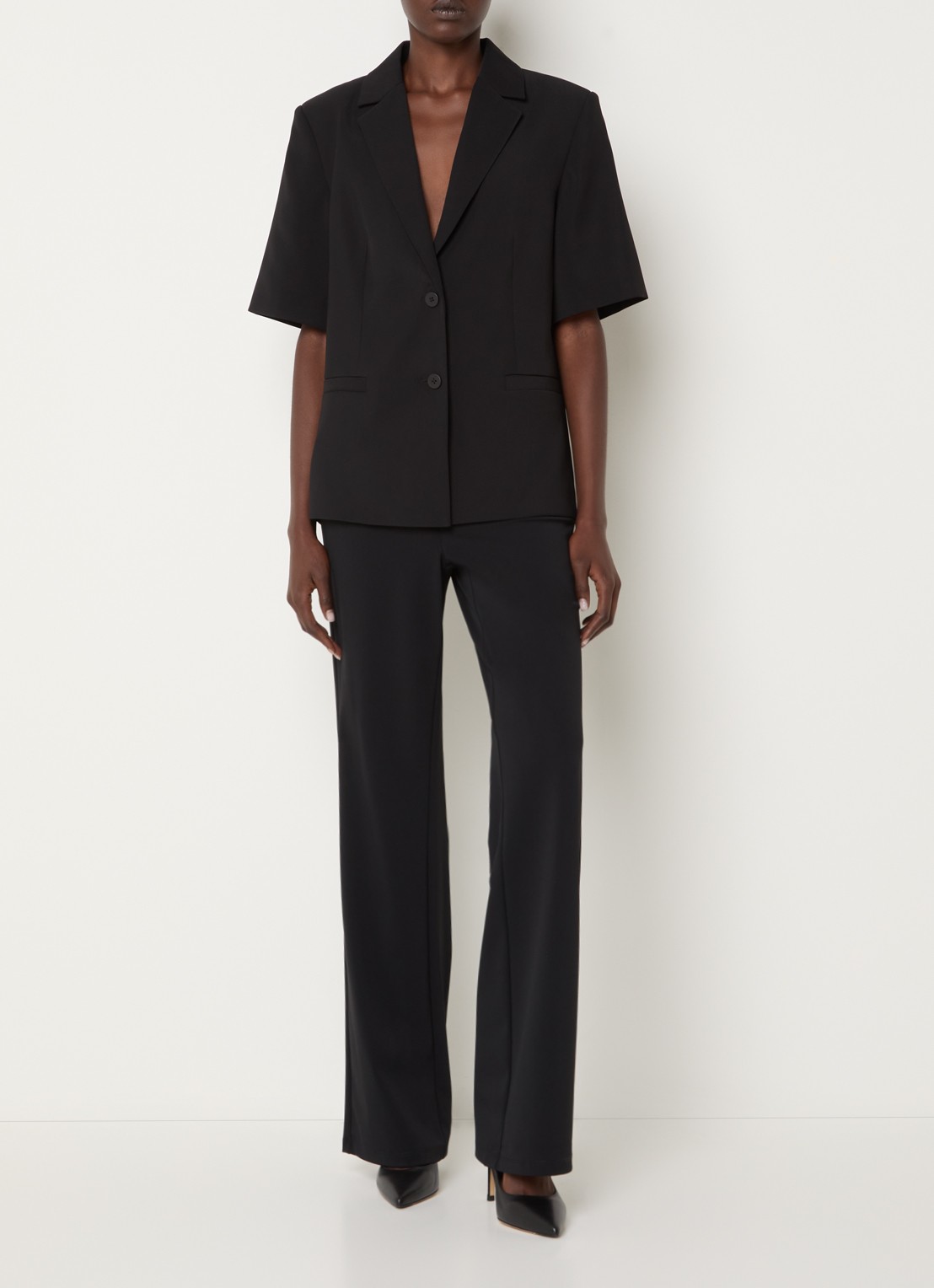 French Connection Vinnie blazer met paspelzakken - voorkant 4 zwart
